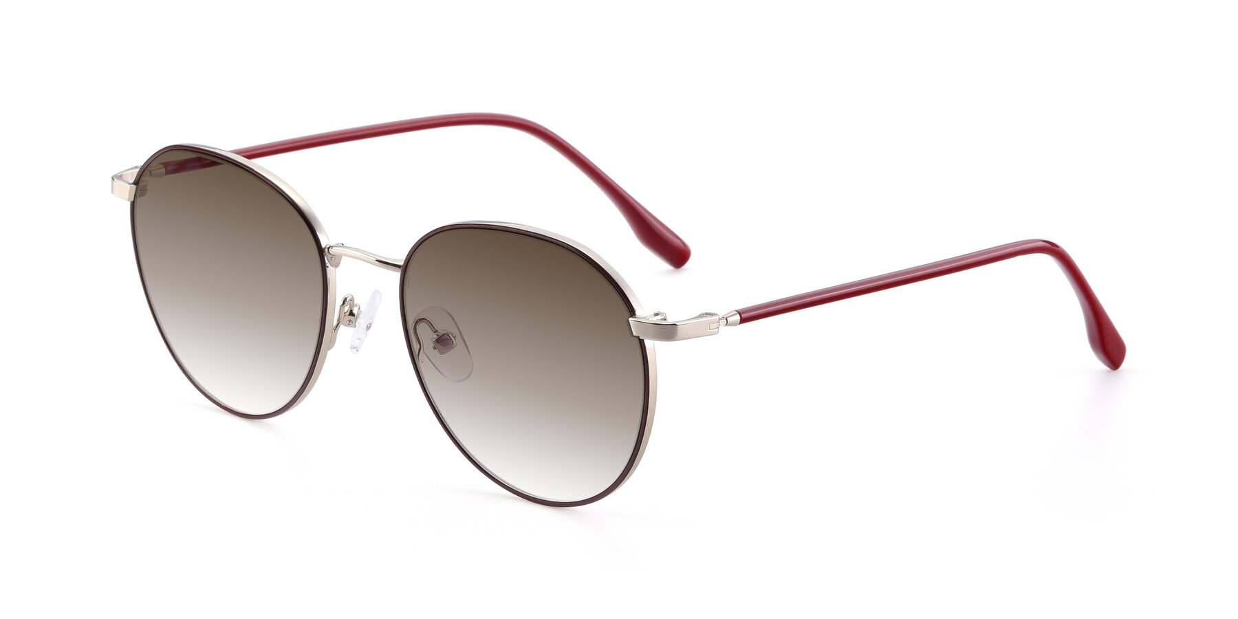 Angle of 9553 in Wine-Silver with Brown Gradient Lenses