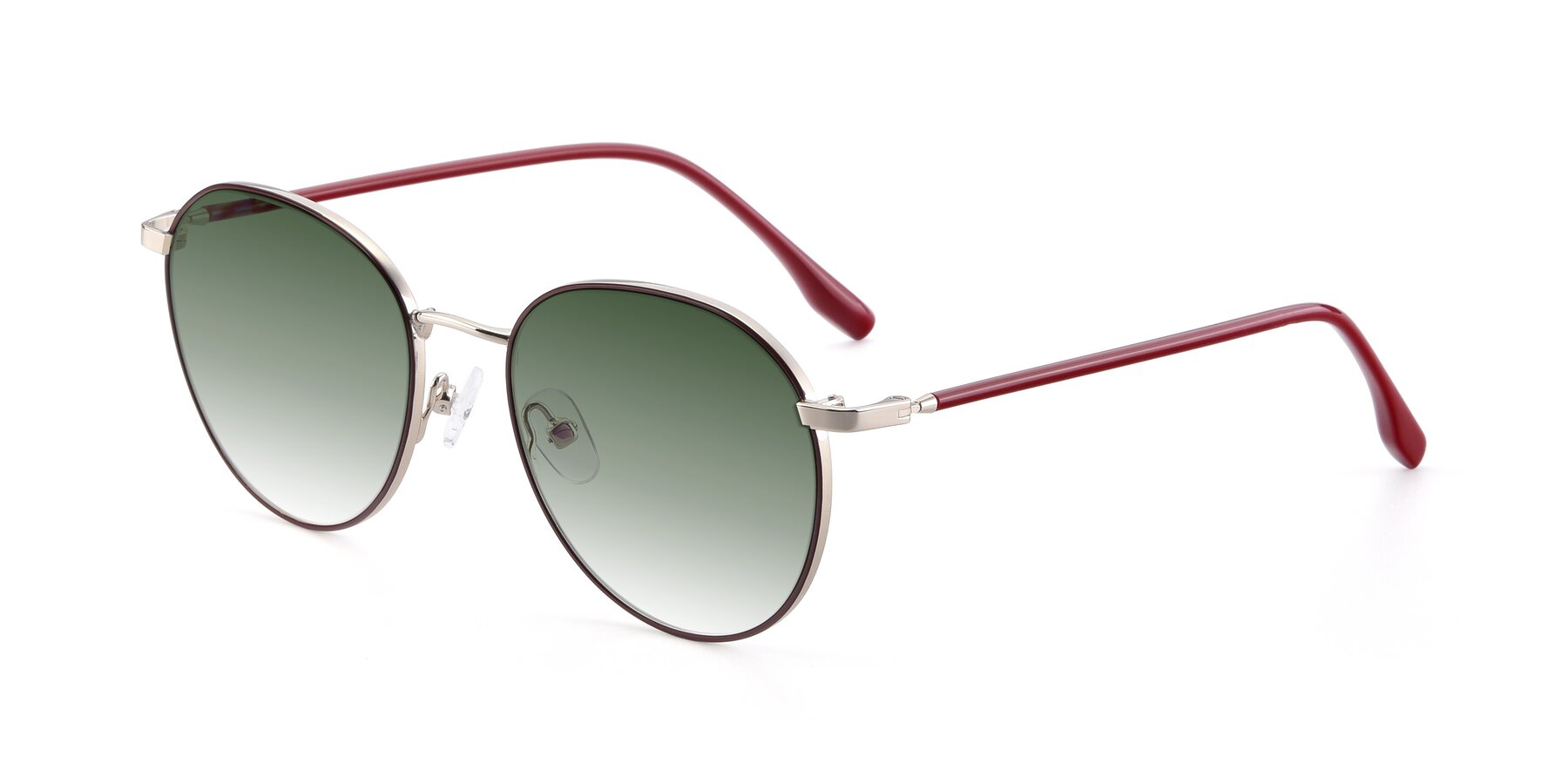 Angle of 9553 in Wine-Silver with Green Gradient Lenses