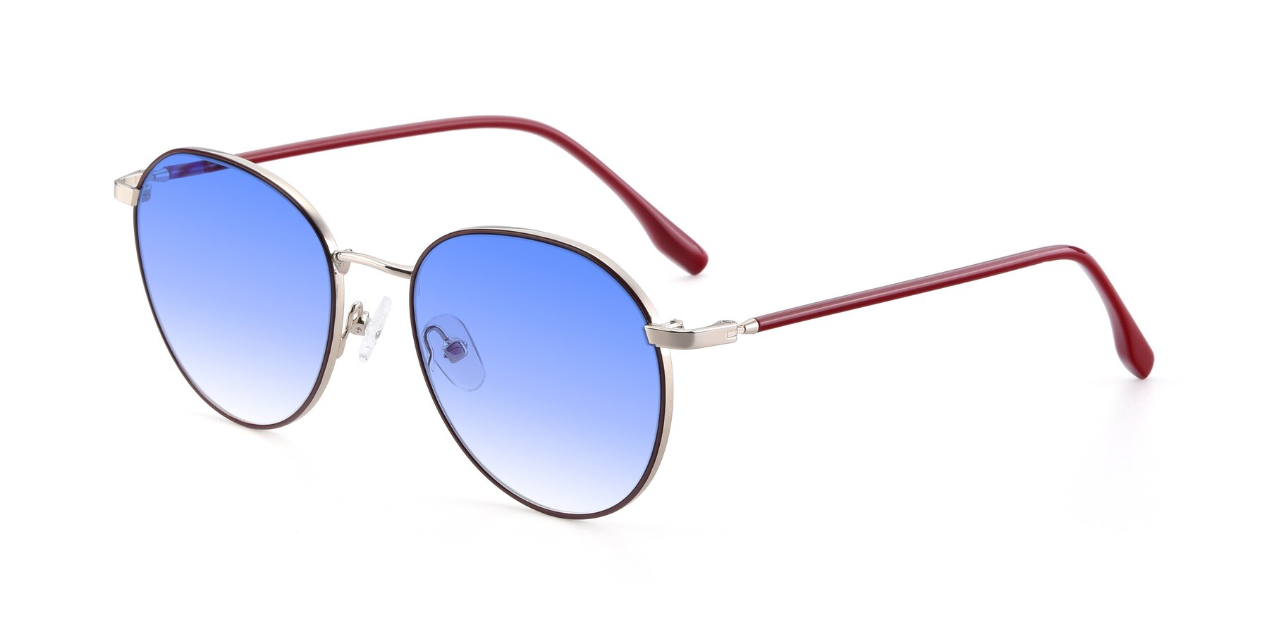 Angle of 9553 in Wine-Silver with Blue Gradient Lenses