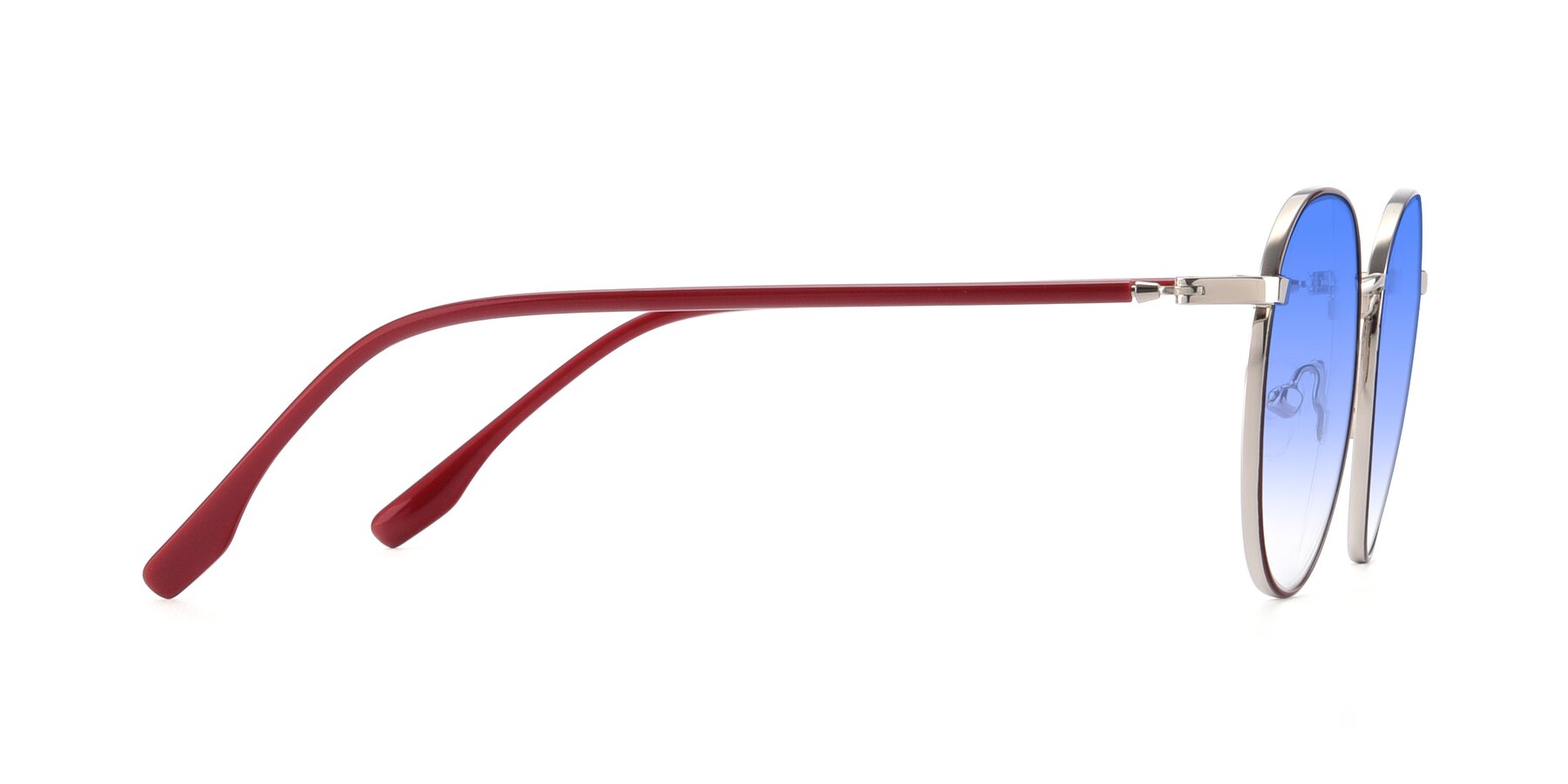 Side of 9553 in Wine-Silver with Blue Gradient Lenses