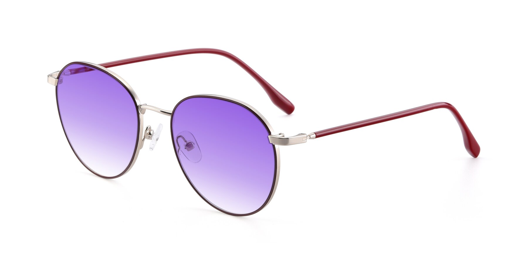 Angle of 9553 in Wine-Silver with Purple Gradient Lenses