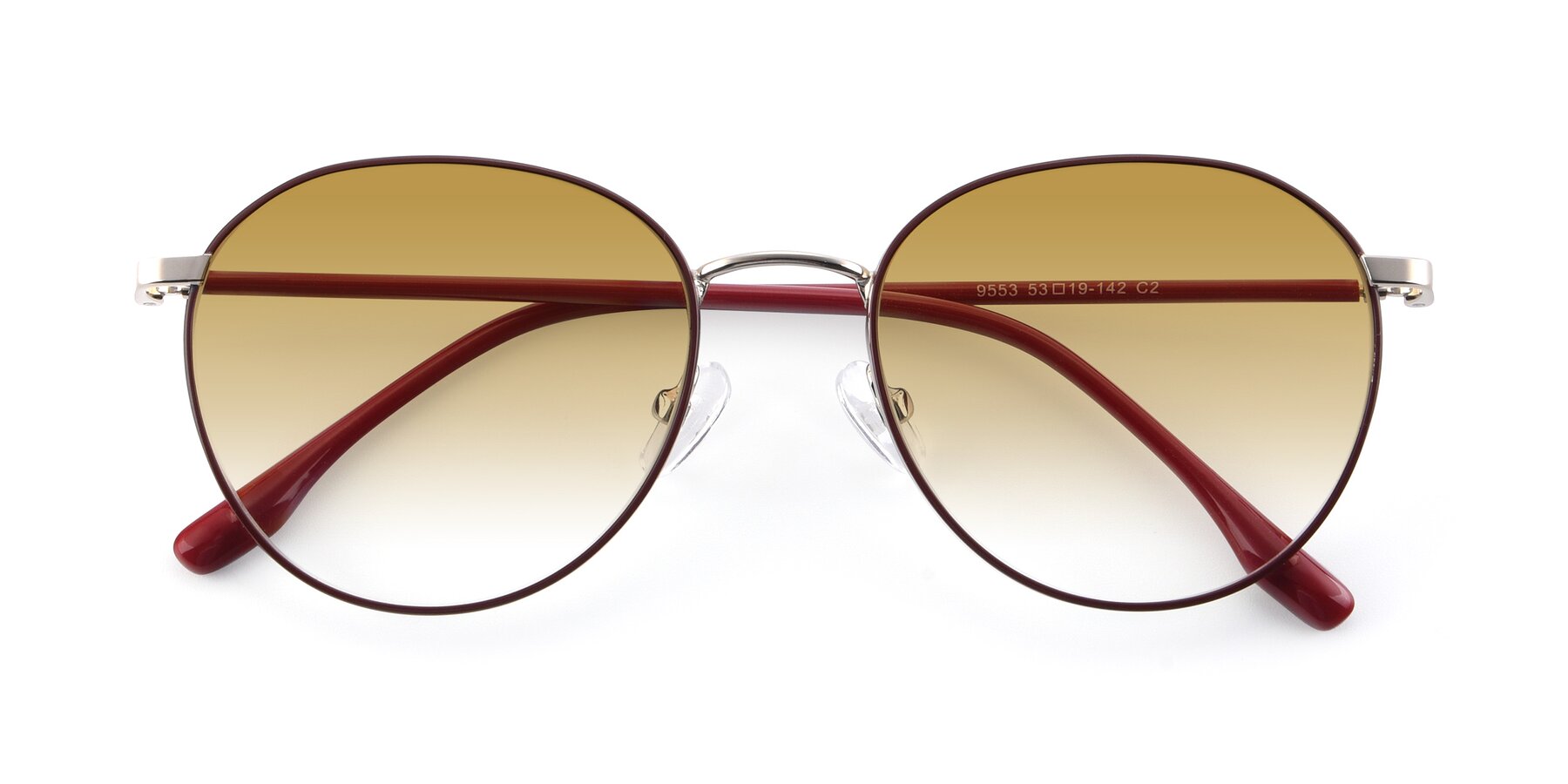Folded Front of 9553 in Wine-Silver with Champagne Gradient Lenses