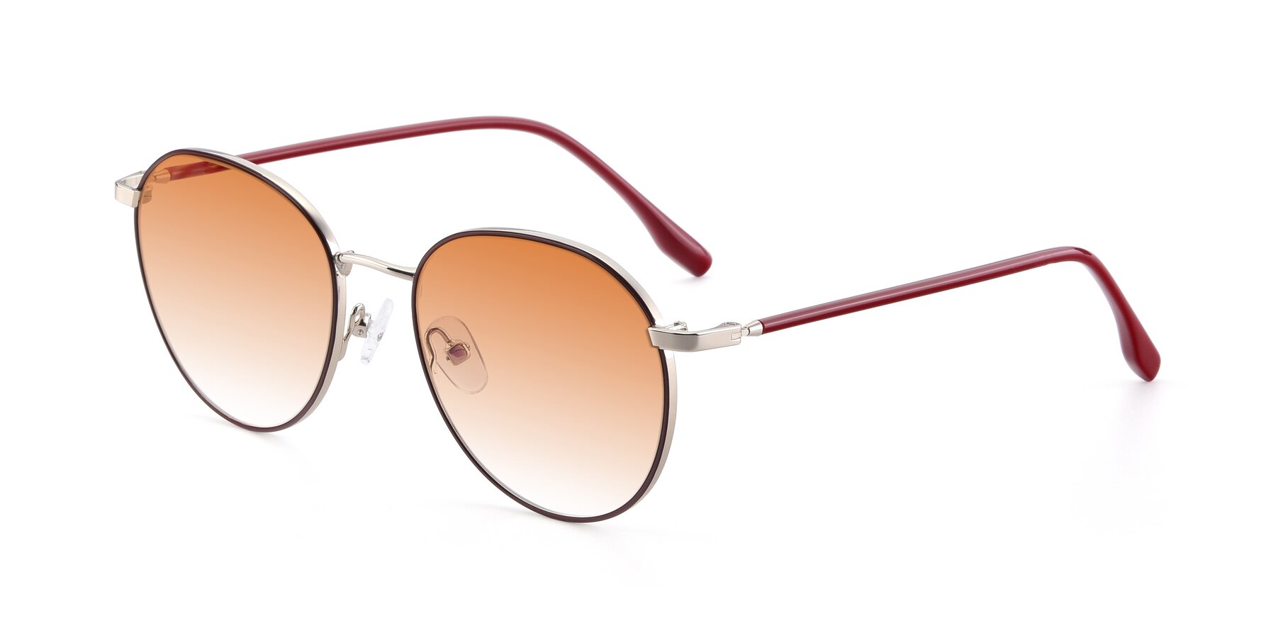 Angle of 9553 in Wine-Silver with Orange Gradient Lenses