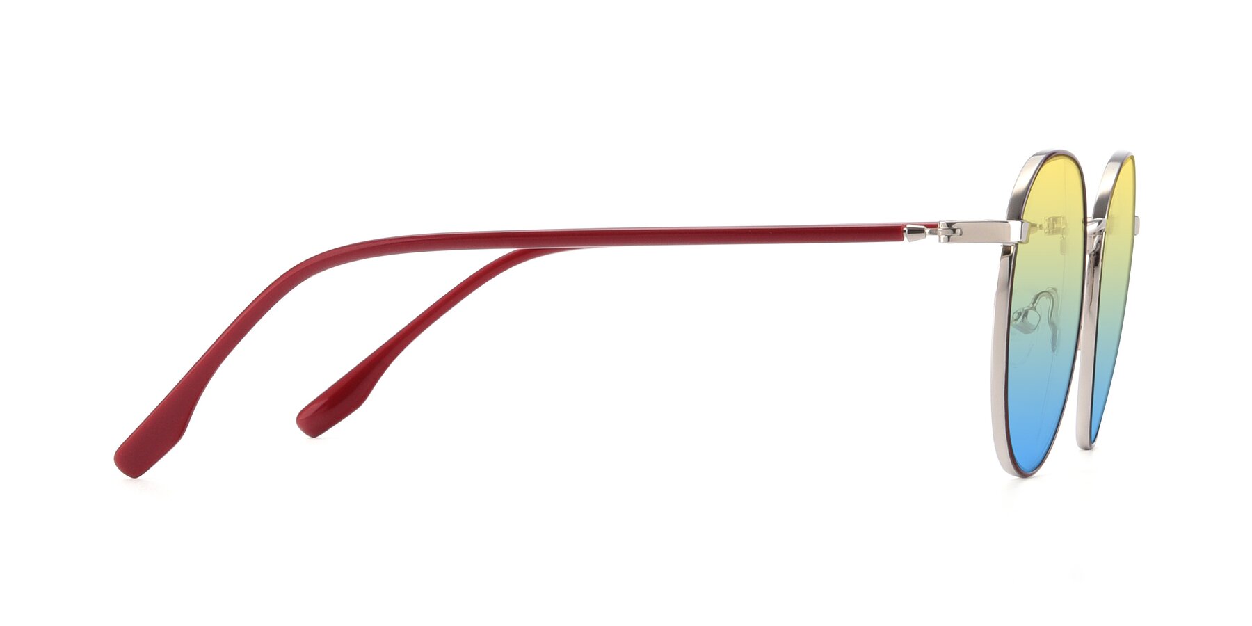 Side of 9553 in Wine-Silver with Yellow / Blue Gradient Lenses