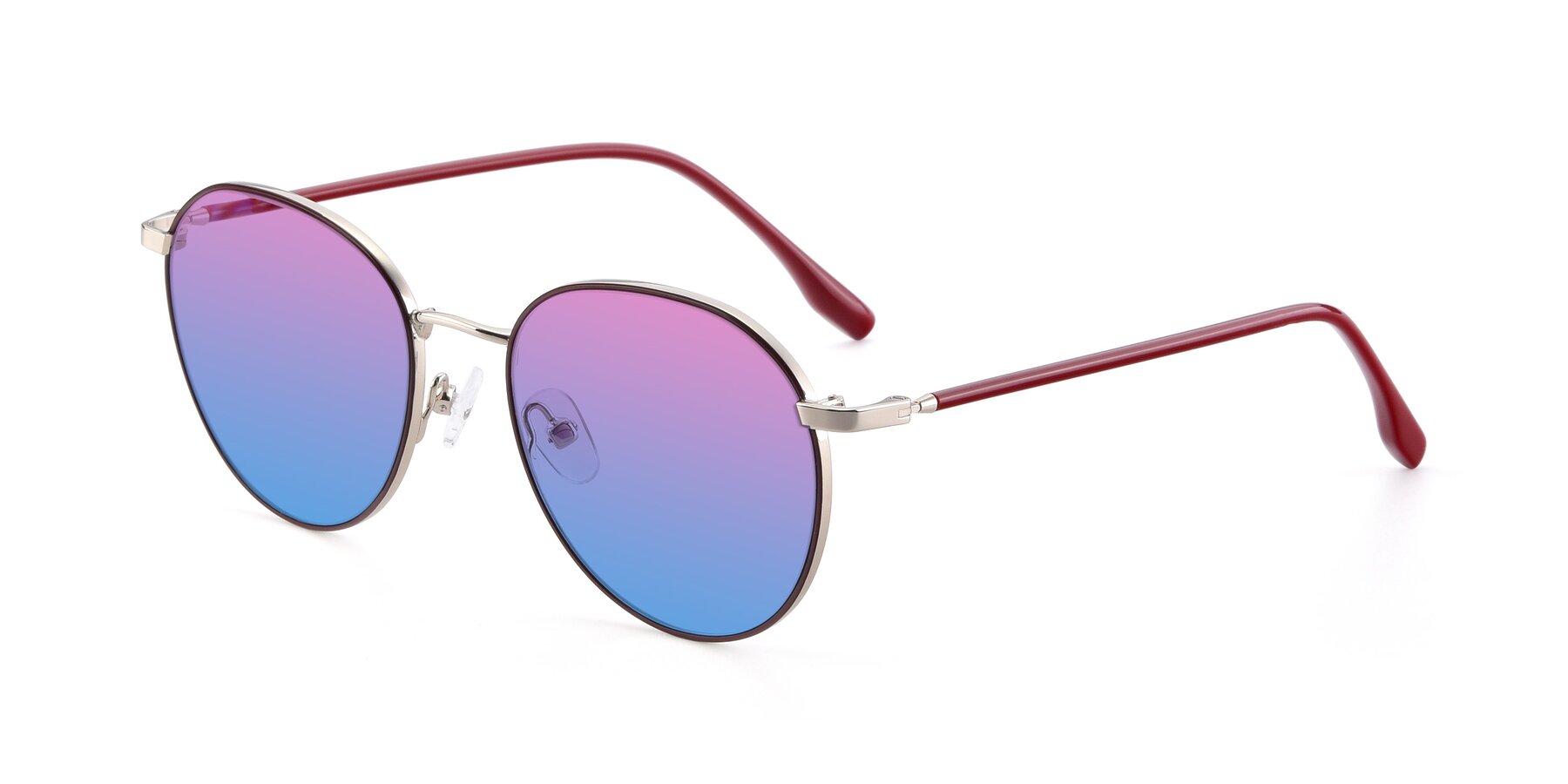 Angle of 9553 in Wine-Silver with Pink / Blue Gradient Lenses
