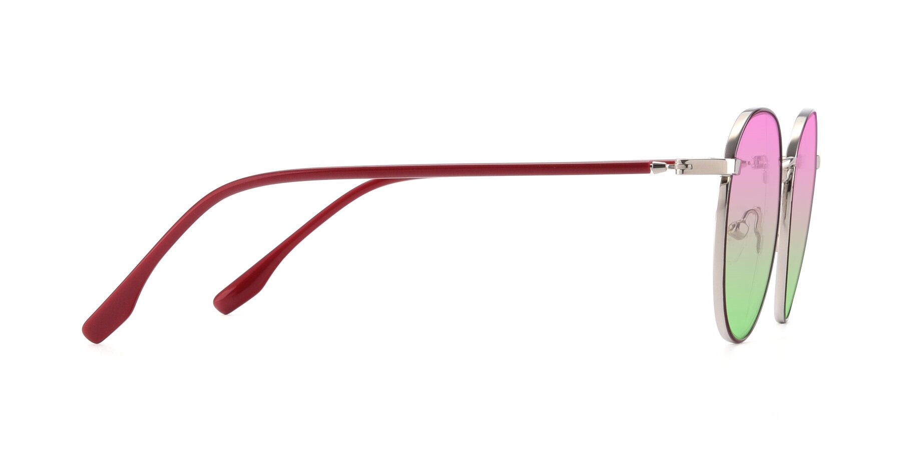 Side of 9553 in Wine-Silver with Pink / Green Gradient Lenses