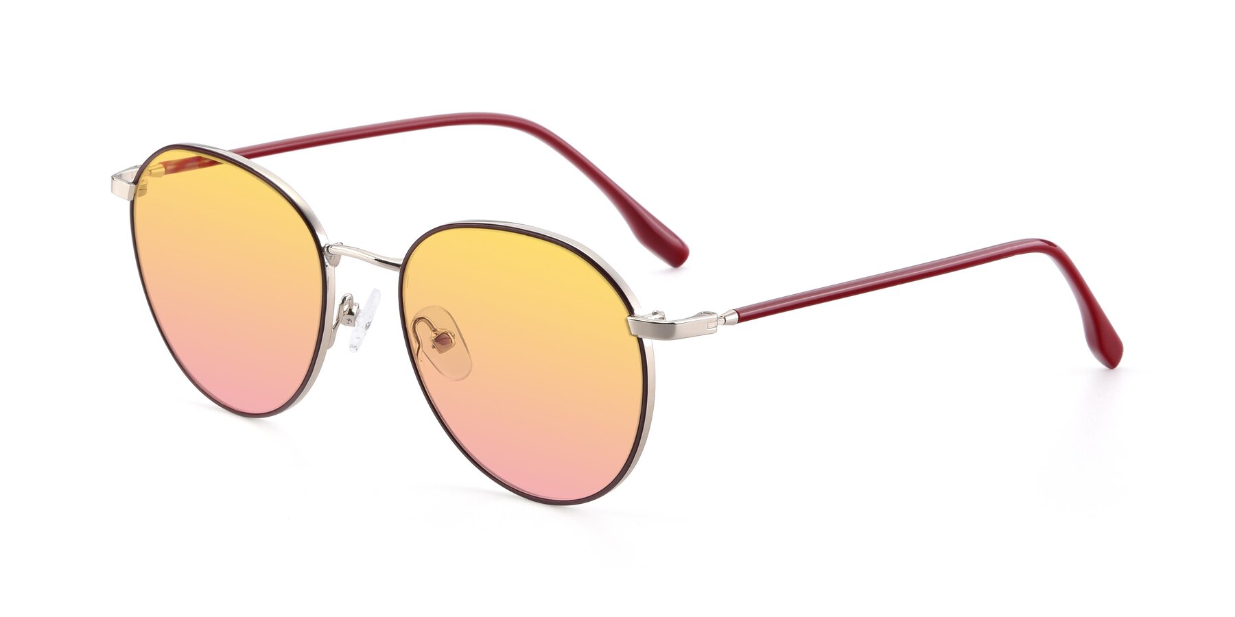 Angle of 9553 in Wine-Silver with Yellow / Pink Gradient Lenses