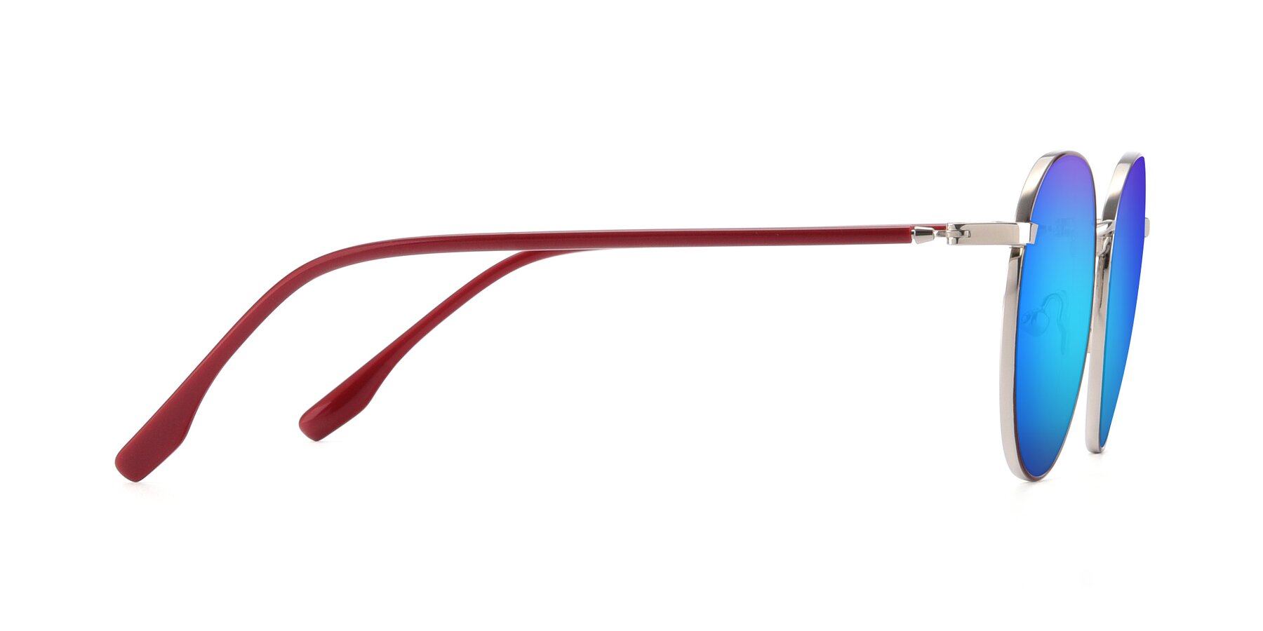 Side of 9553 in Wine-Silver with Blue Mirrored Lenses
