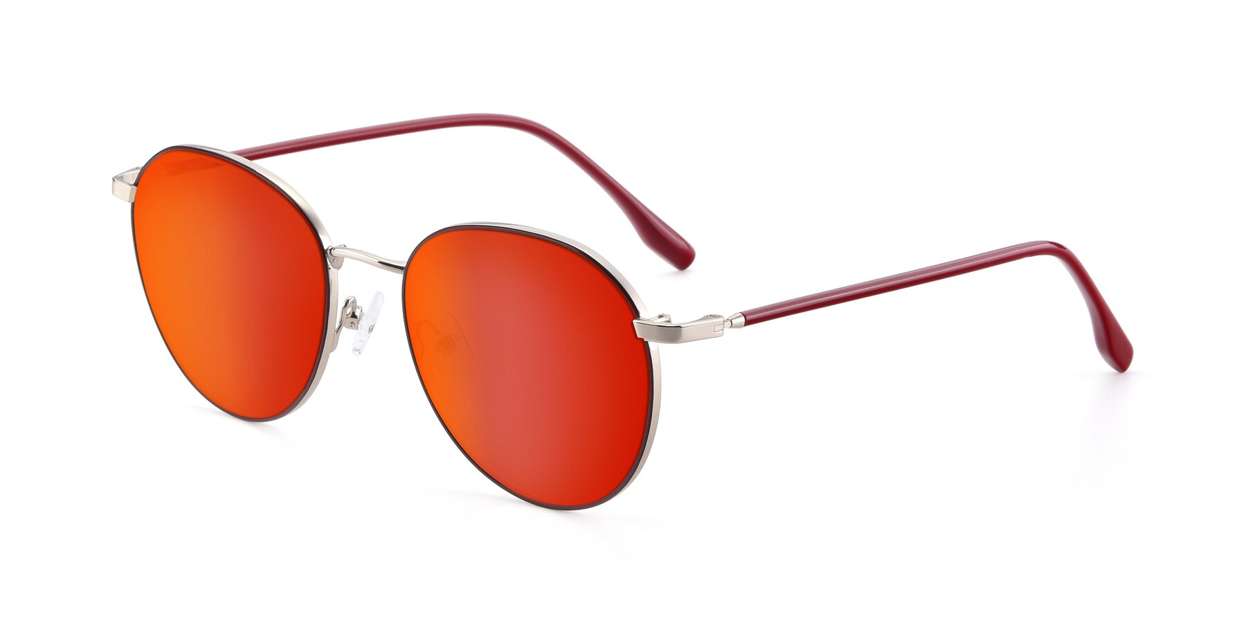 Angle of 9553 in Wine-Silver with Red Gold Mirrored Lenses