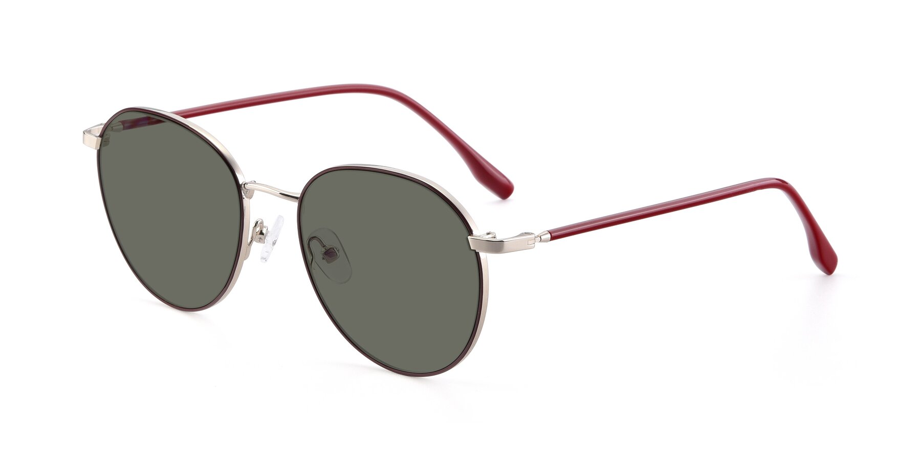 Angle of 9553 in Wine-Silver with Gray Polarized Lenses