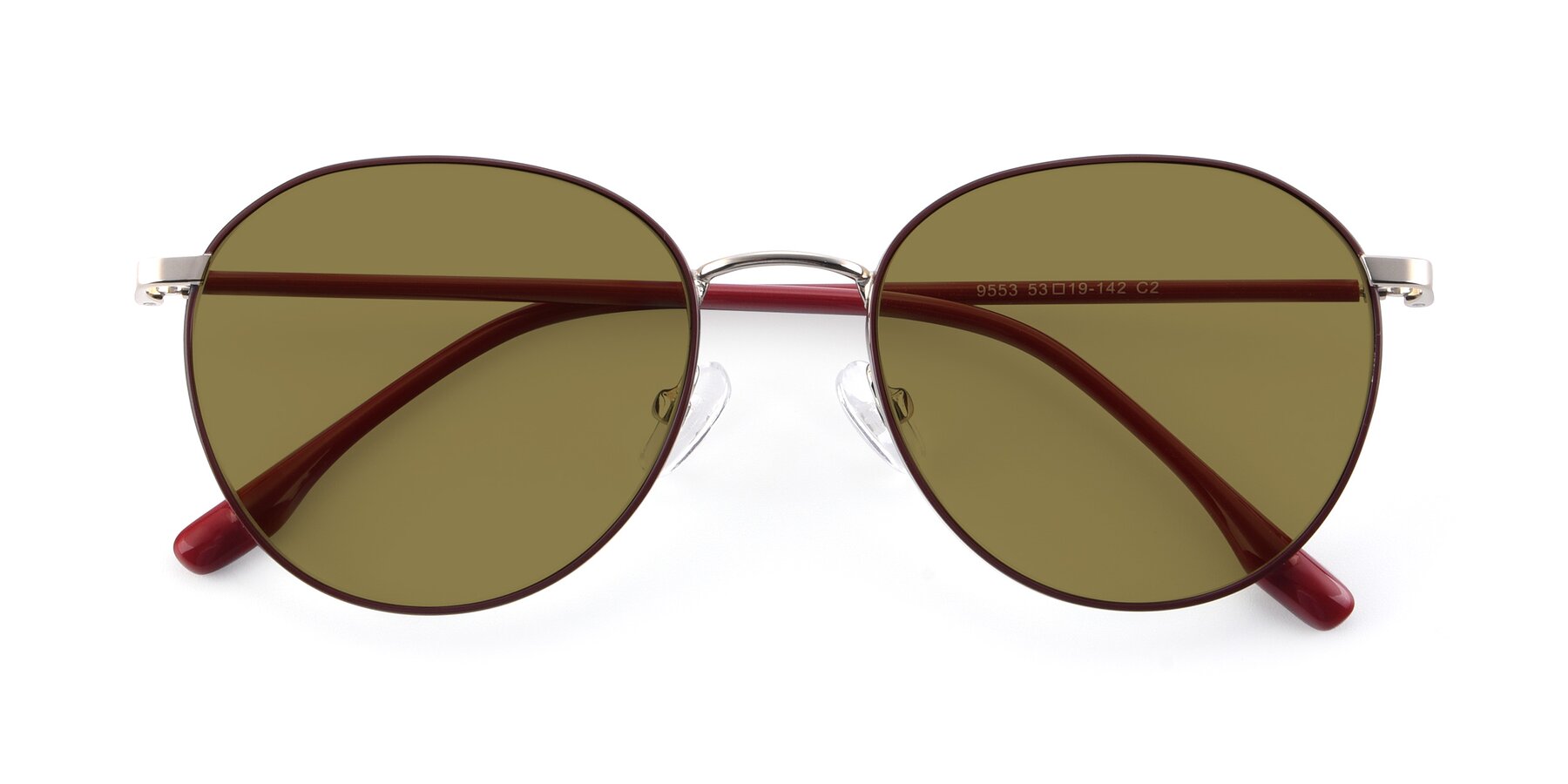 Folded Front of 9553 in Wine-Silver with Brown Polarized Lenses