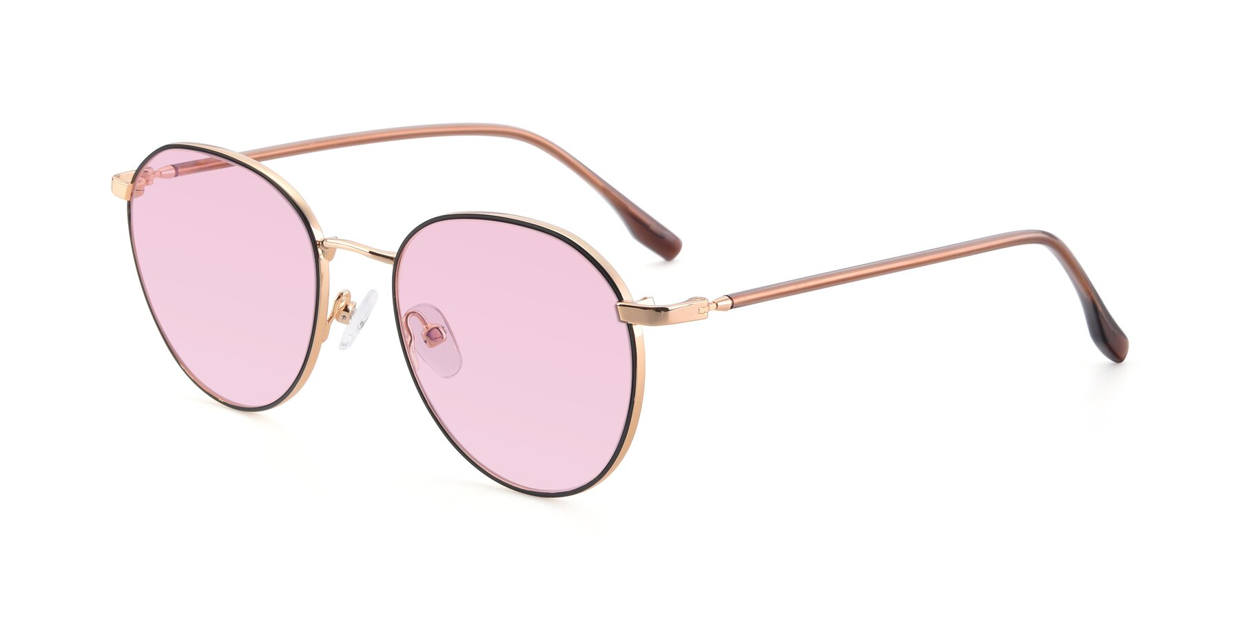 Angle of 9553 in Black-Gold with Light Pink Tinted Lenses