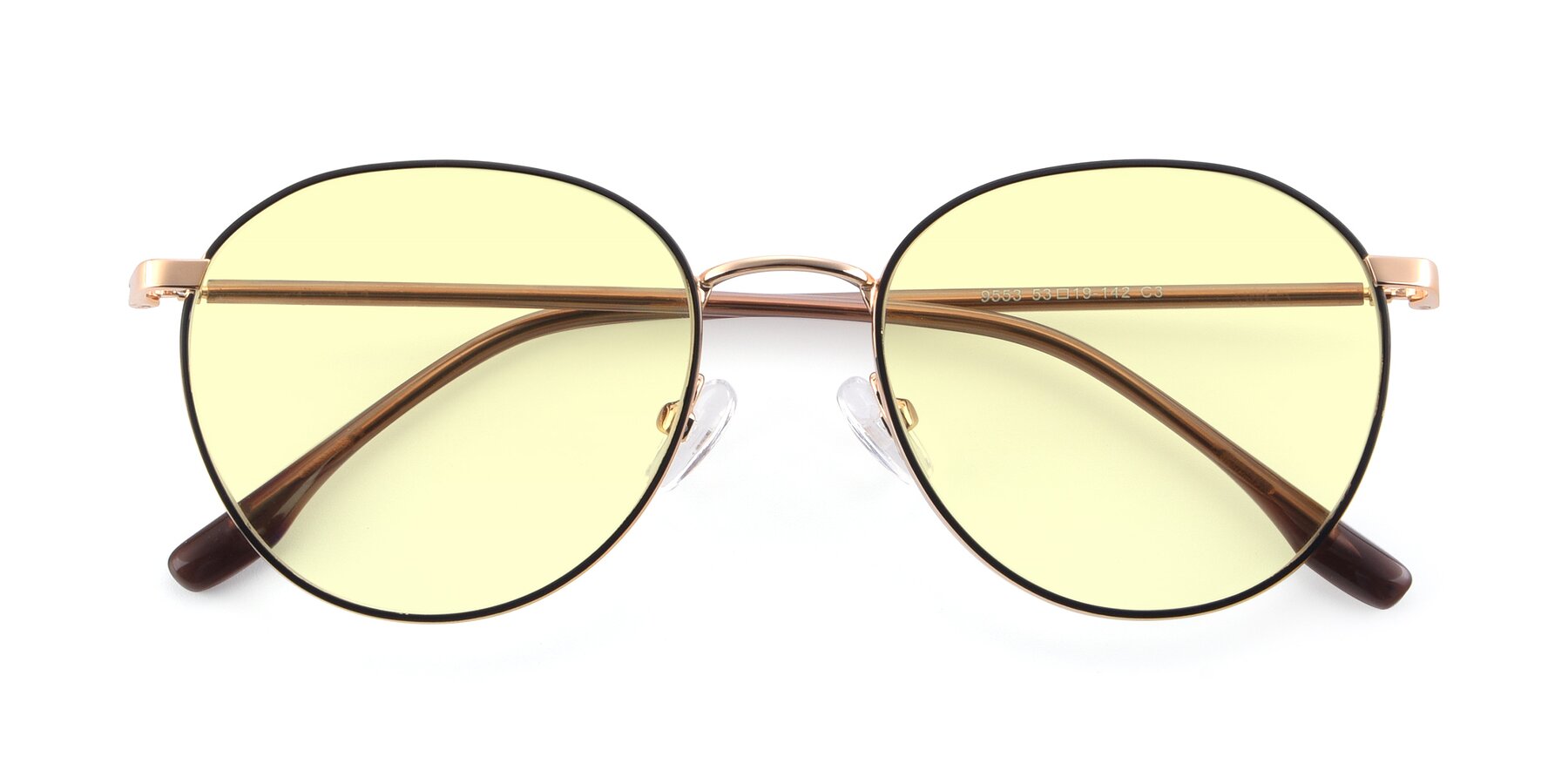 Folded Front of 9553 in Black-Gold with Light Yellow Tinted Lenses