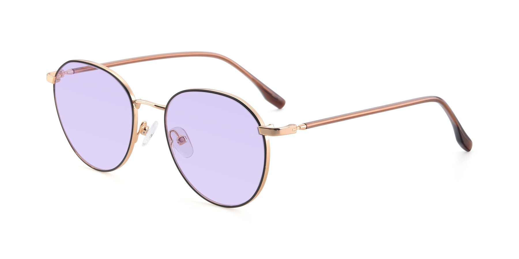 Angle of 9553 in Black-Gold with Light Purple Tinted Lenses