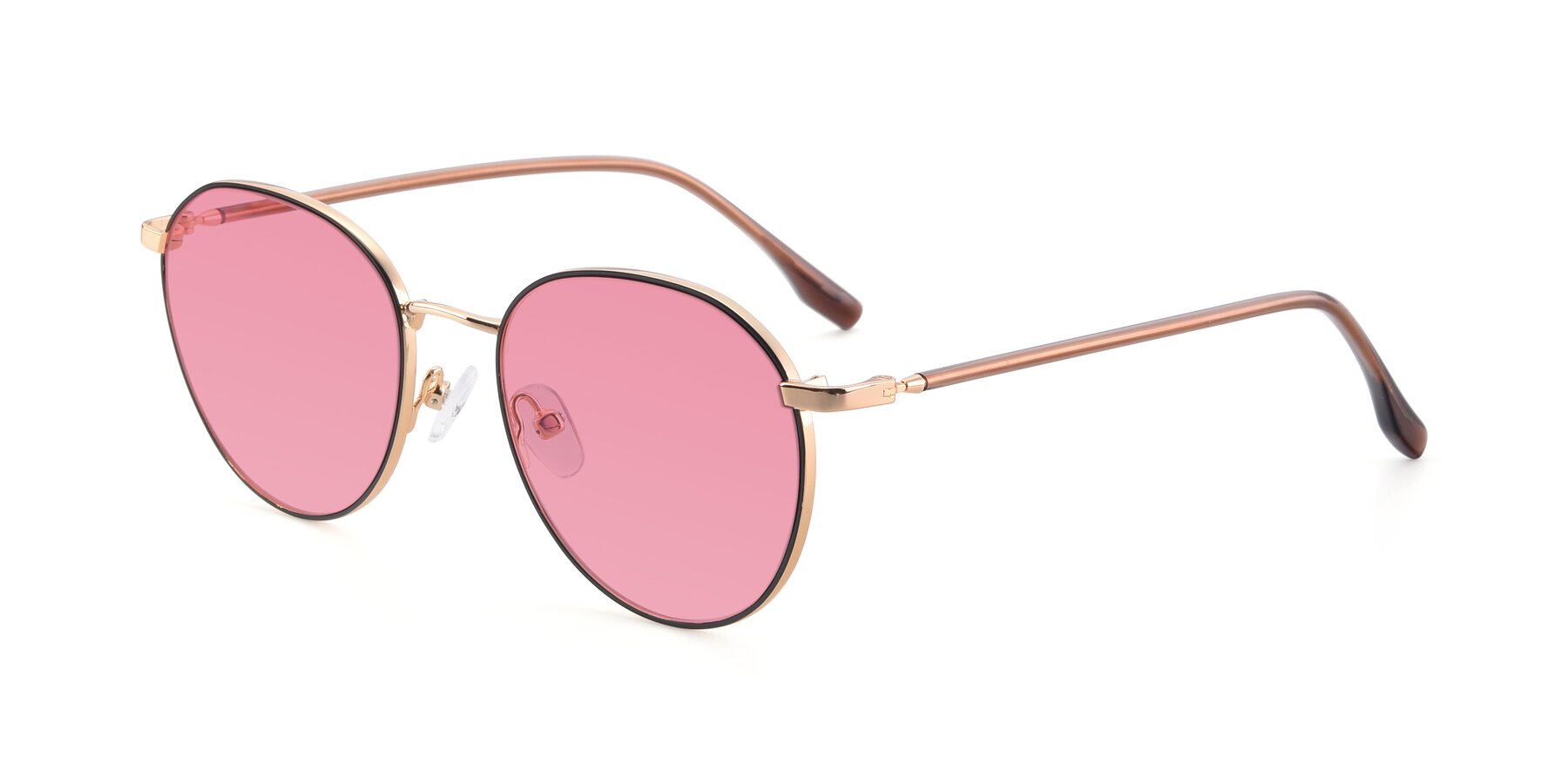 Angle of 9553 in Black-Gold with Pink Tinted Lenses