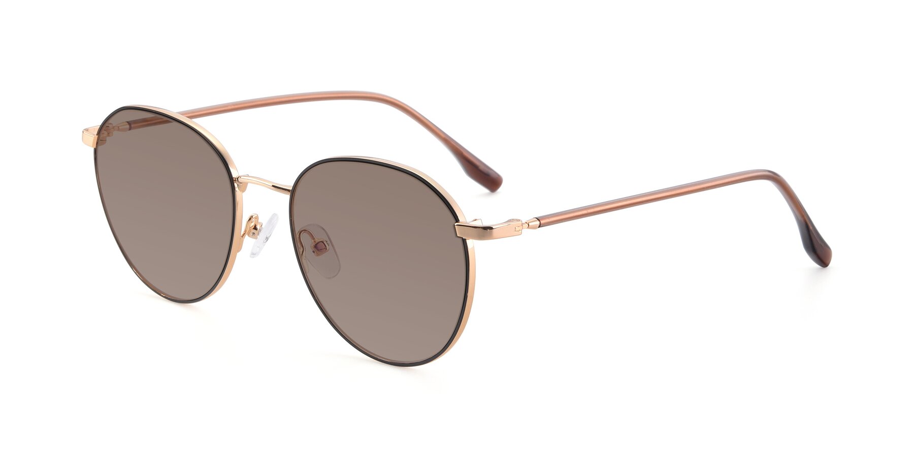Angle of 9553 in Black-Gold with Medium Brown Tinted Lenses