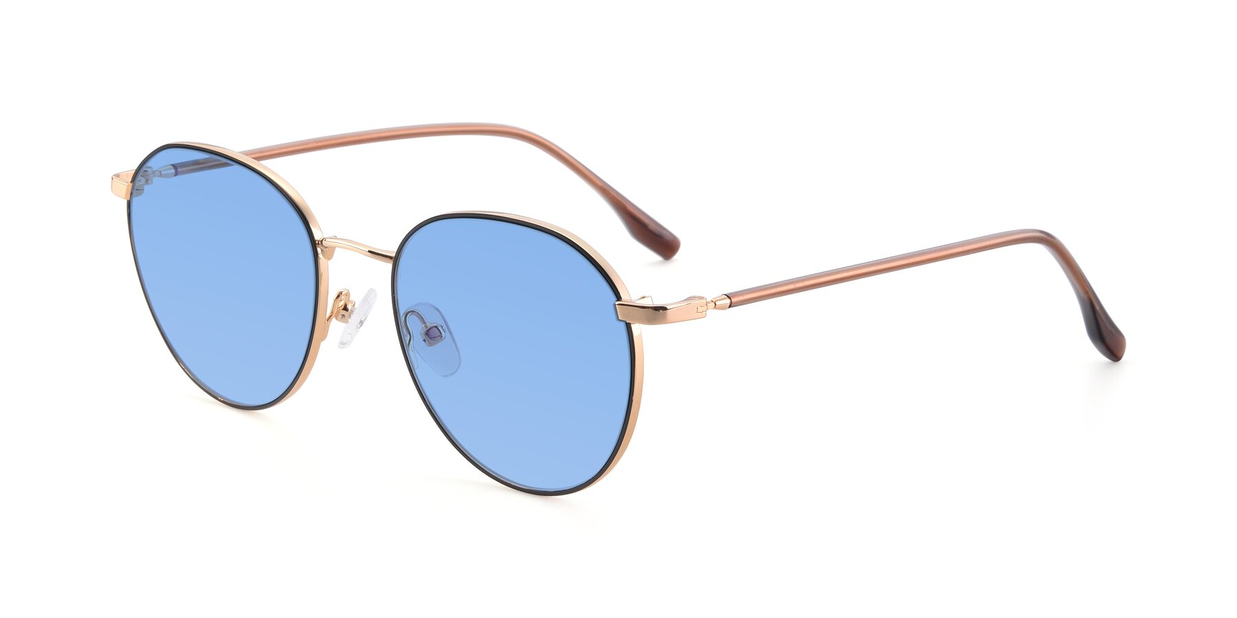 Angle of 9553 in Black-Gold with Medium Blue Tinted Lenses