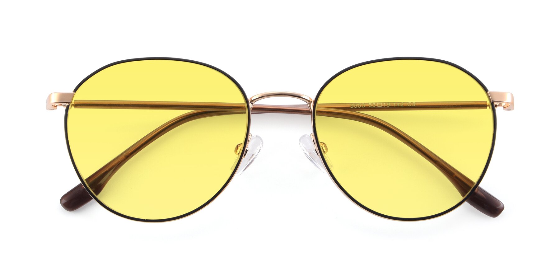 Folded Front of 9553 in Black-Gold with Medium Yellow Tinted Lenses