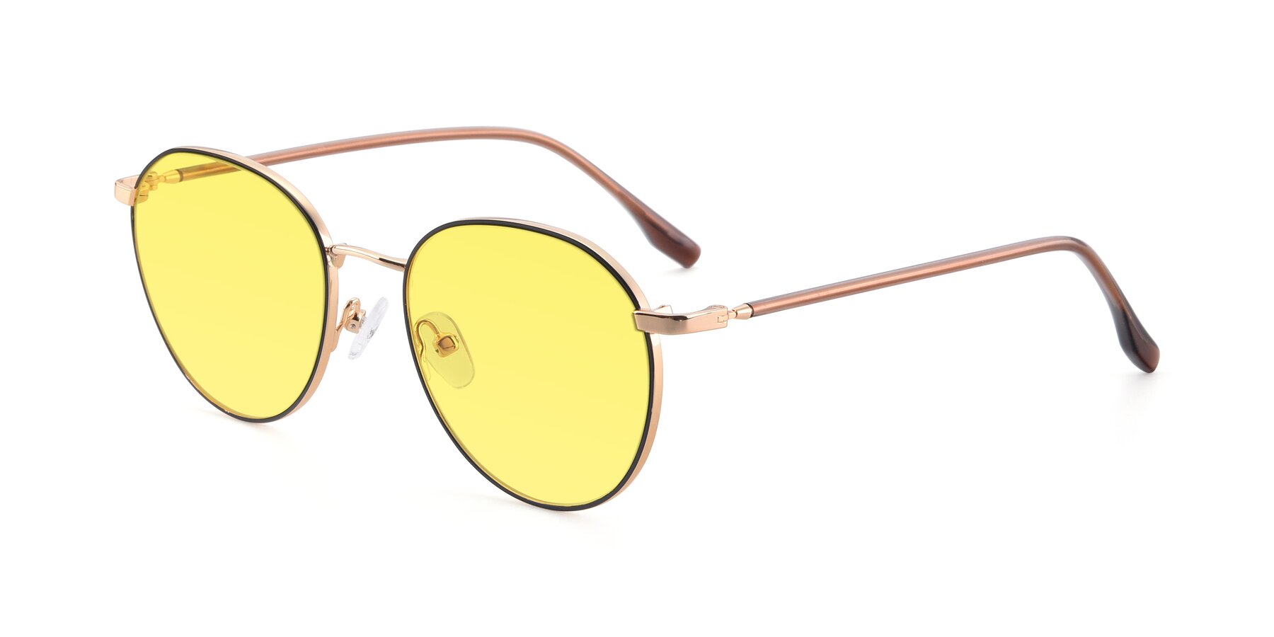Angle of 9553 in Black-Gold with Medium Yellow Tinted Lenses