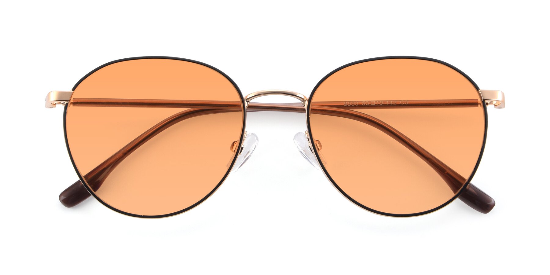 Folded Front of 9553 in Black-Gold with Medium Orange Tinted Lenses