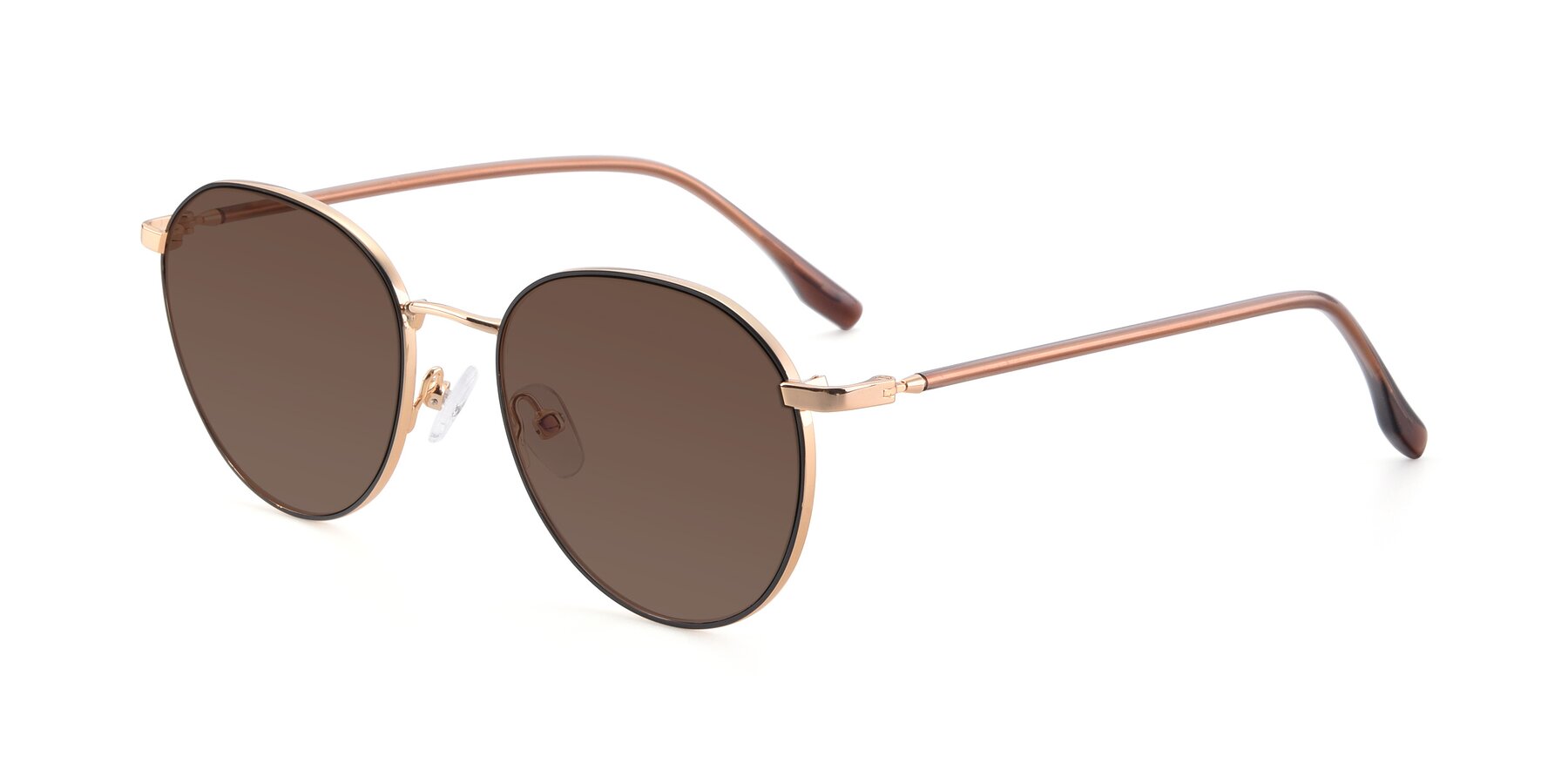 Angle of 9553 in Black-Gold with Brown Tinted Lenses
