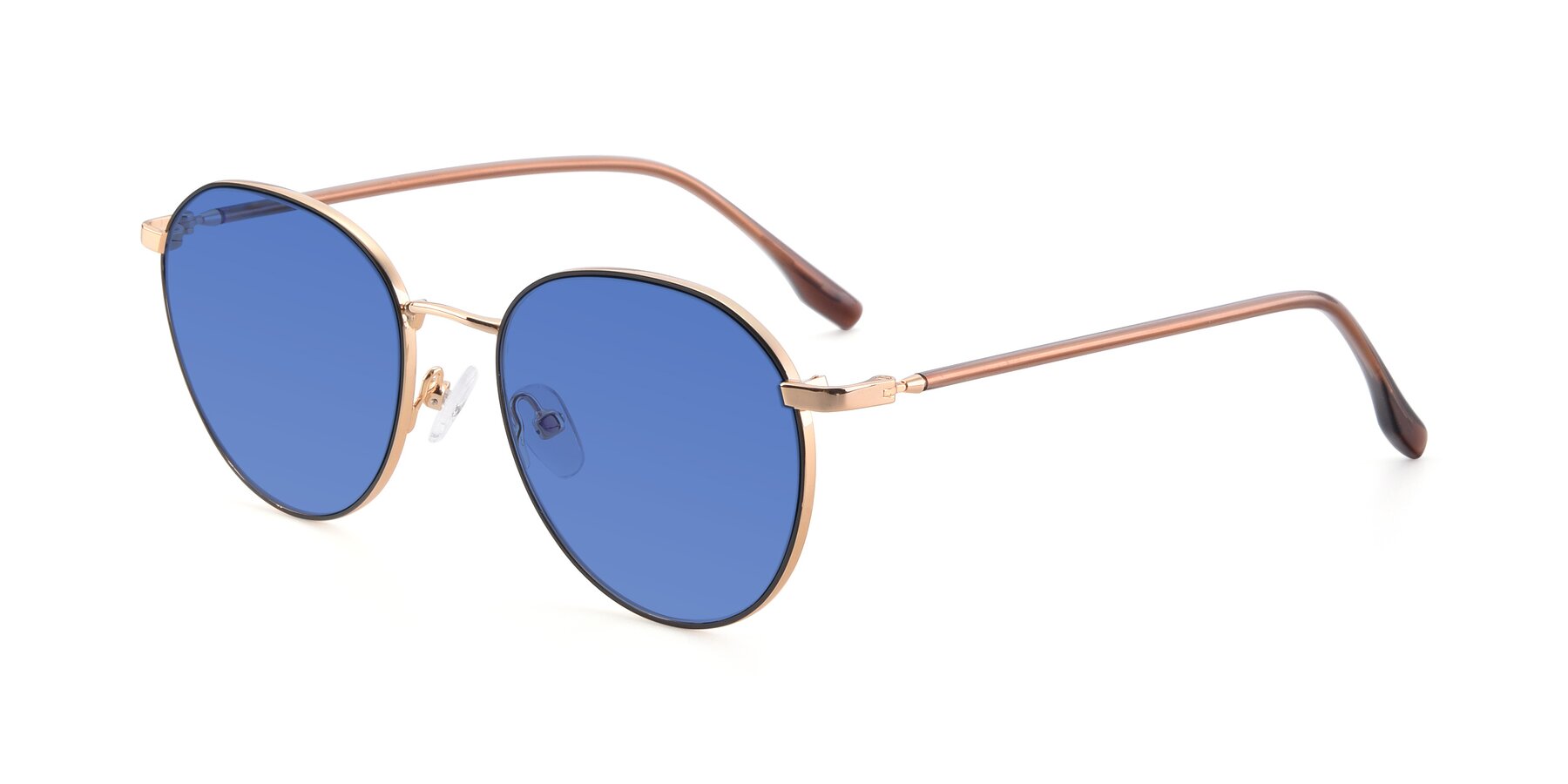 Angle of 9553 in Black-Gold with Blue Tinted Lenses