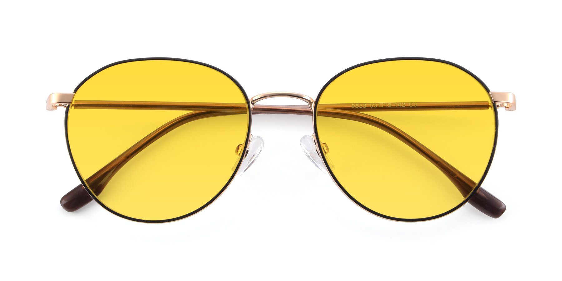 Folded Front of 9553 in Black-Gold with Yellow Tinted Lenses