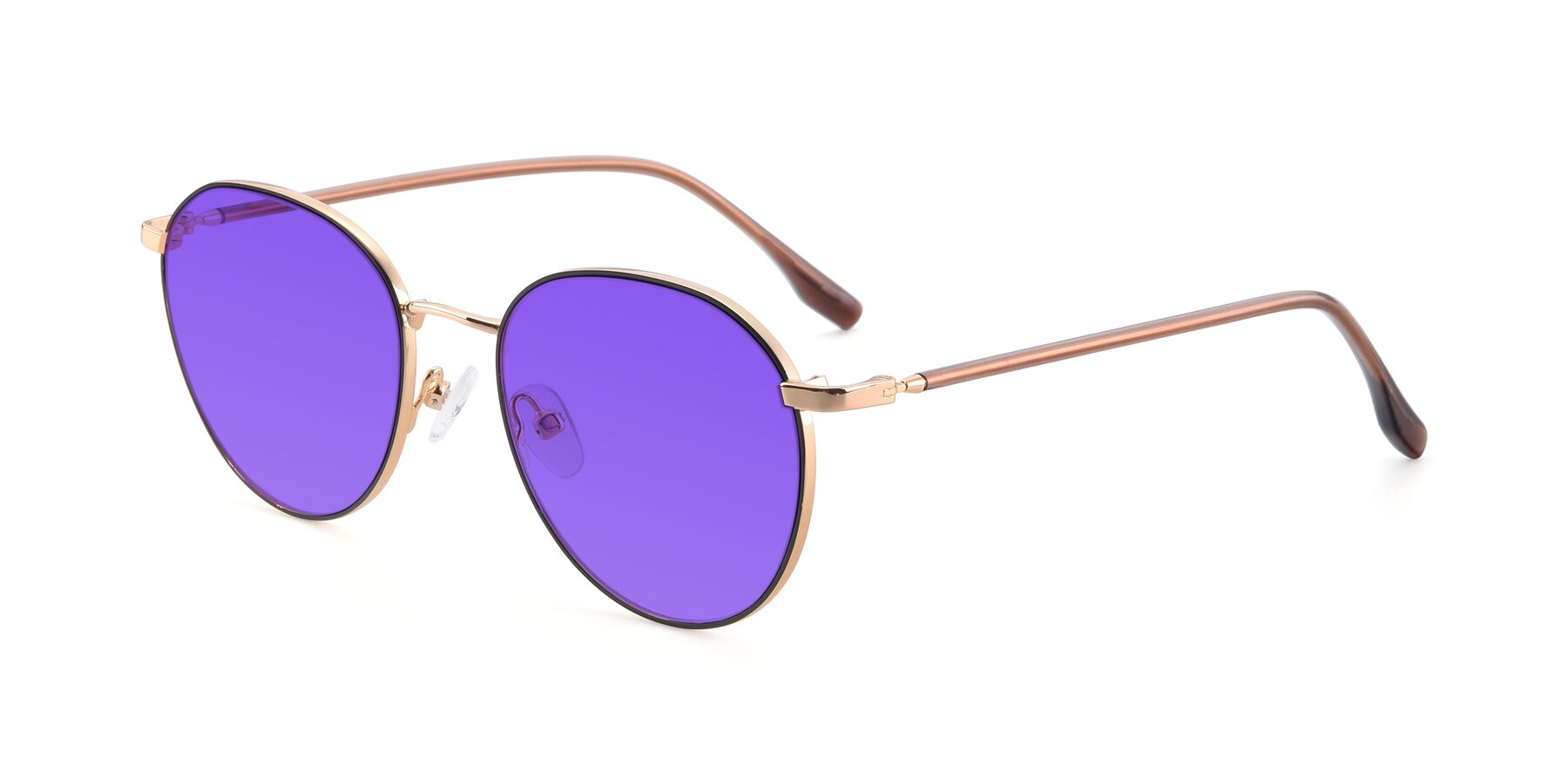 Angle of 9553 in Black-Gold with Purple Tinted Lenses