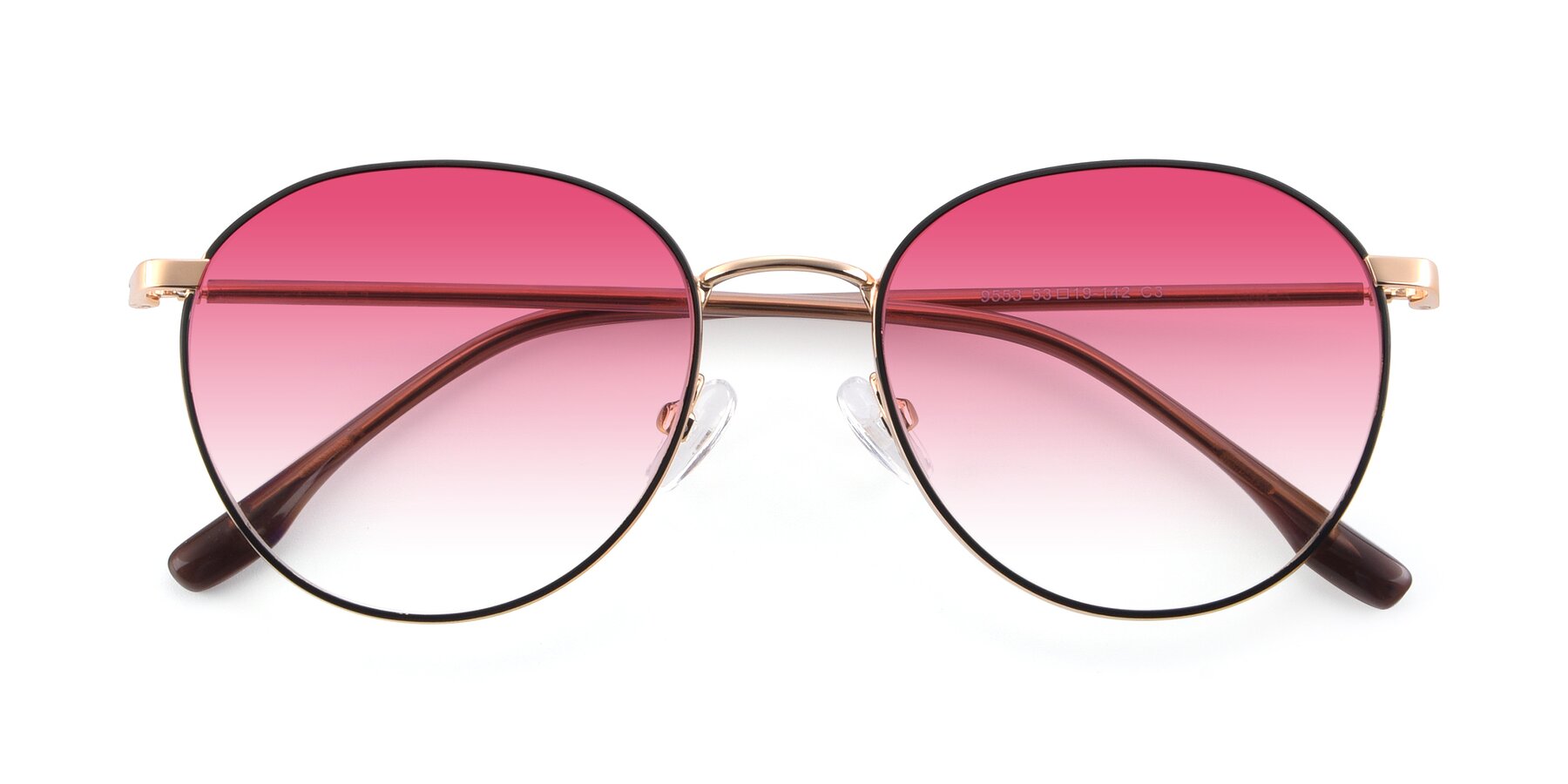 Folded Front of 9553 in Black-Gold with Pink Gradient Lenses