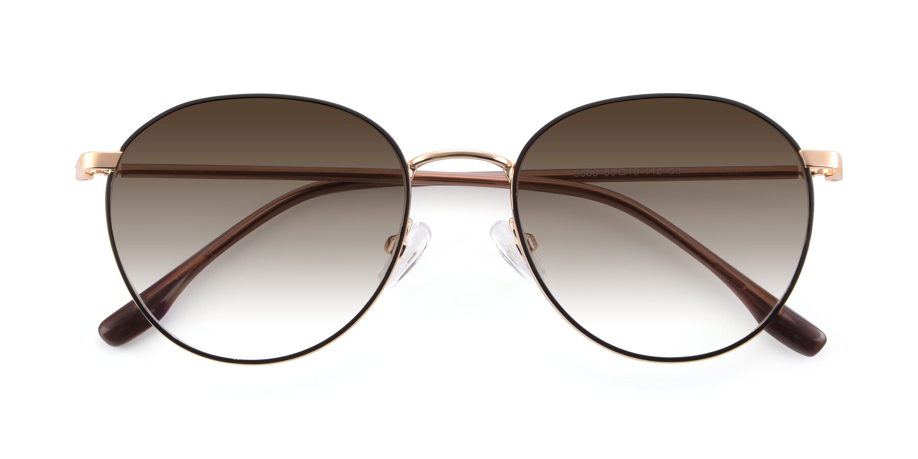 Folded Front of 9553 in Black-Gold with Brown Gradient Lenses
