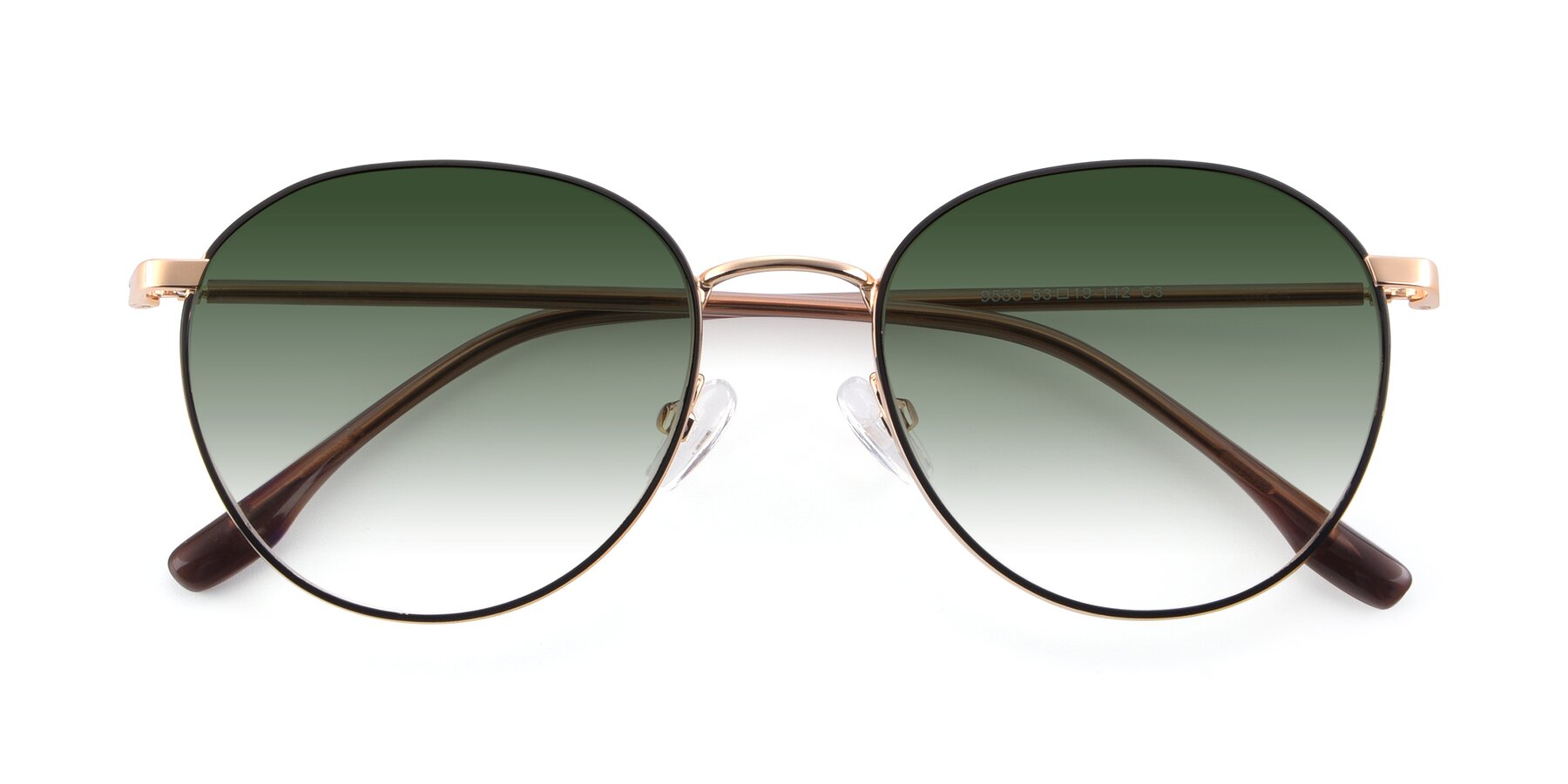Folded Front of 9553 in Black-Gold with Green Gradient Lenses