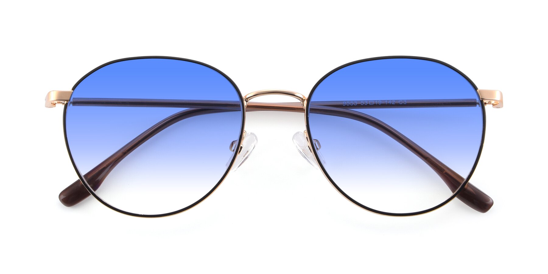 Folded Front of 9553 in Black-Gold with Blue Gradient Lenses