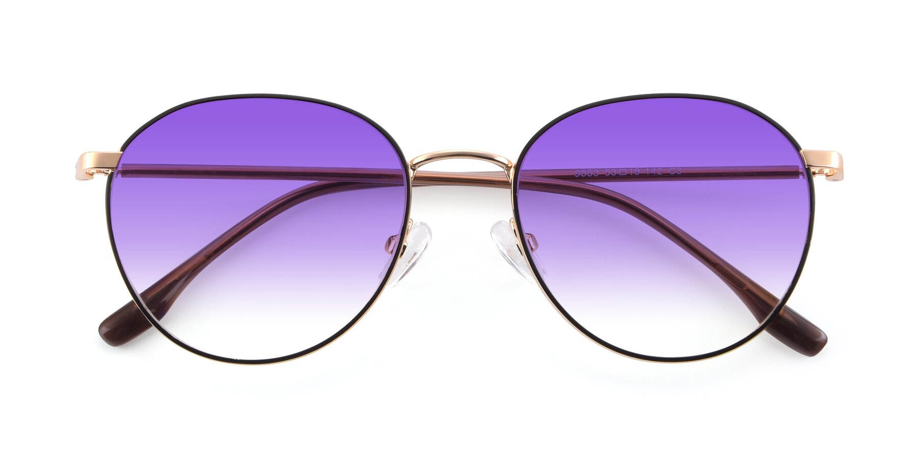 Folded Front of 9553 in Black-Gold with Purple Gradient Lenses