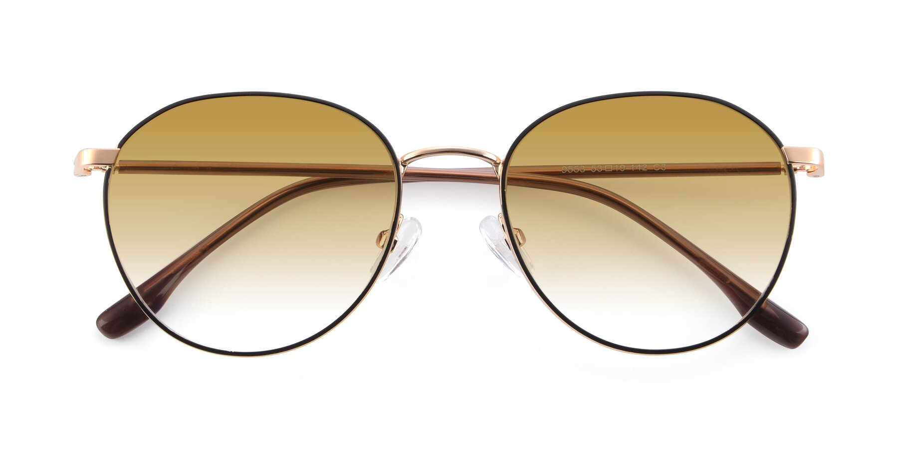 Folded Front of 9553 in Black-Gold with Champagne Gradient Lenses