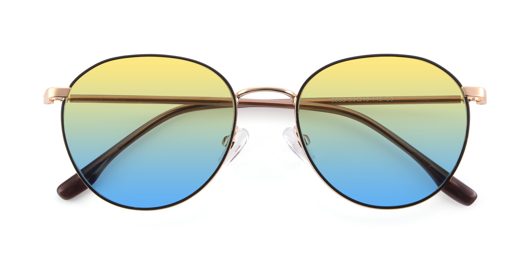 Folded Front of 9553 in Black-Gold with Yellow / Blue Gradient Lenses