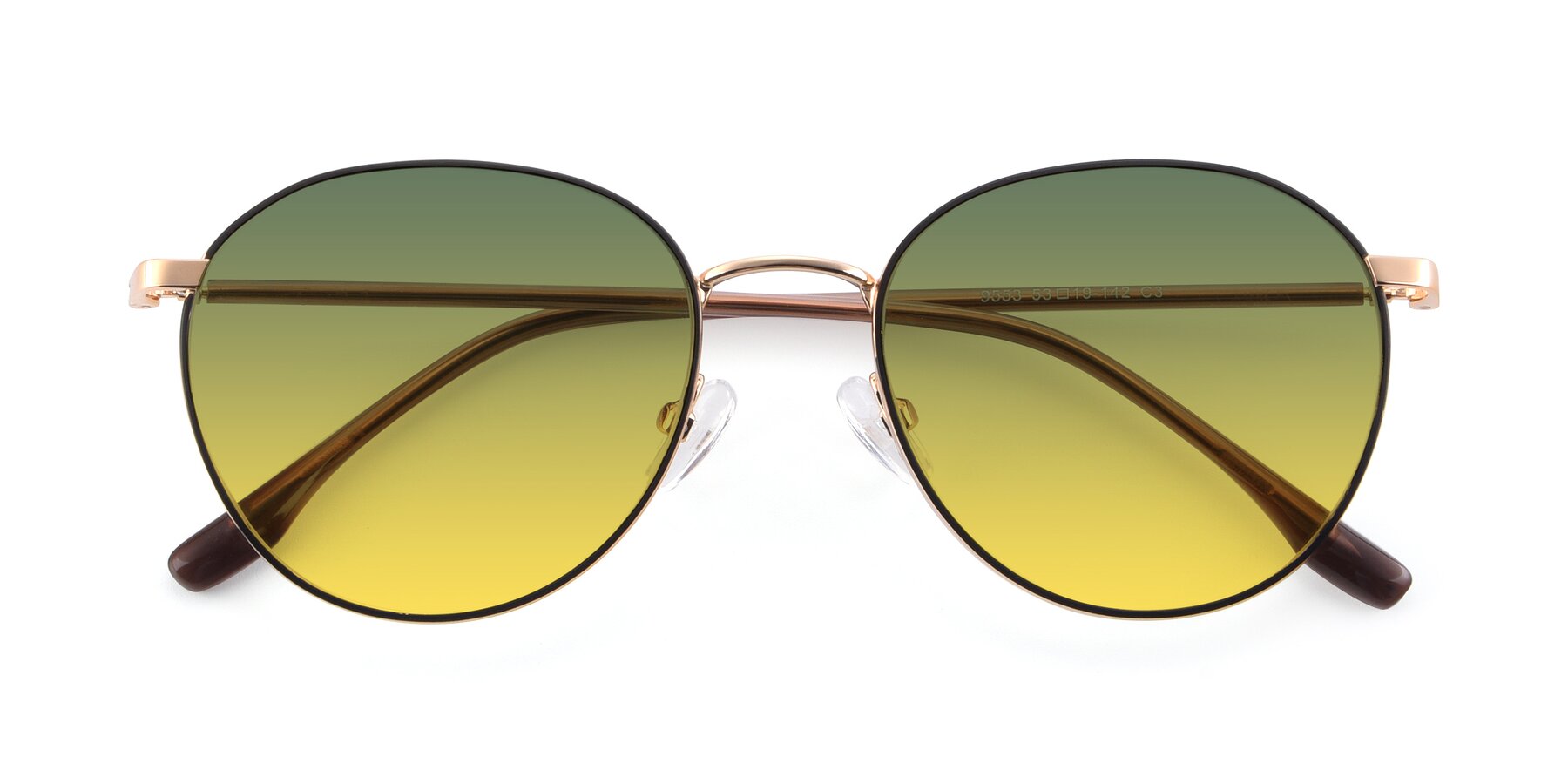 Folded Front of 9553 in Black-Gold with Green / Yellow Gradient Lenses