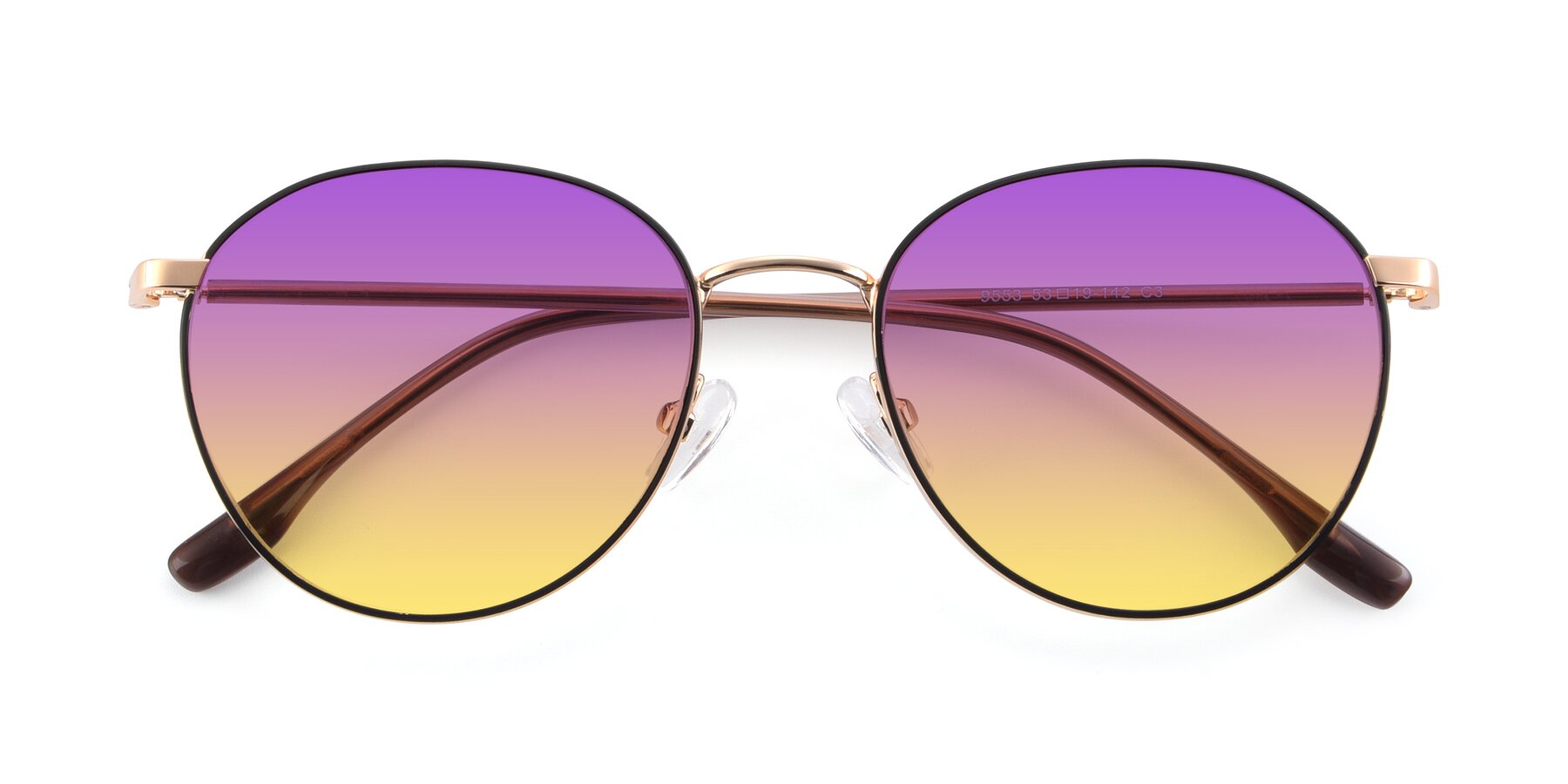 Folded Front of 9553 in Black-Gold with Purple / Yellow Gradient Lenses