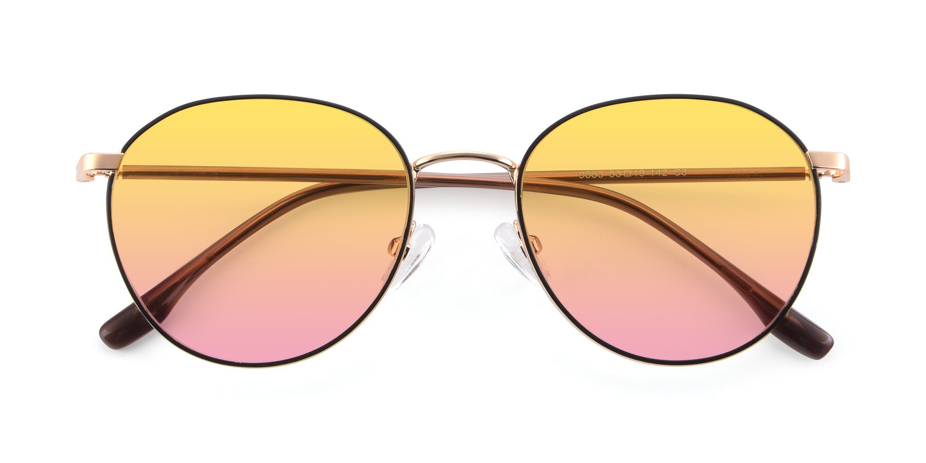 Folded Front of 9553 in Black-Gold with Yellow / Pink Gradient Lenses