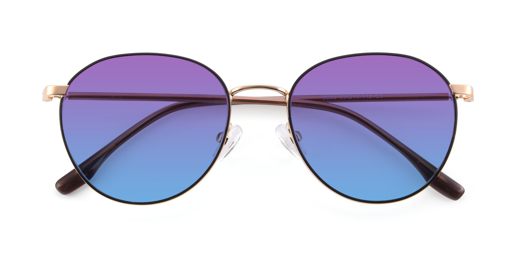 Folded Front of 9553 in Black-Gold with Purple / Blue Gradient Lenses