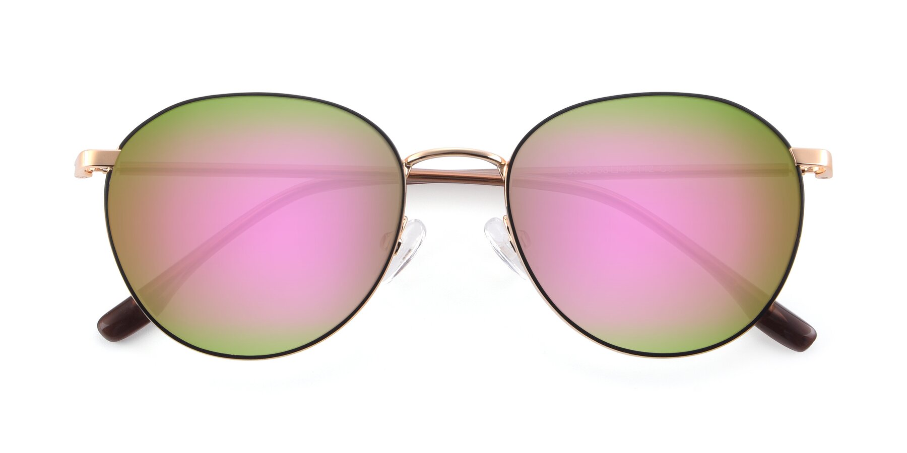 Folded Front of 9553 in Black-Gold with Pink Mirrored Lenses