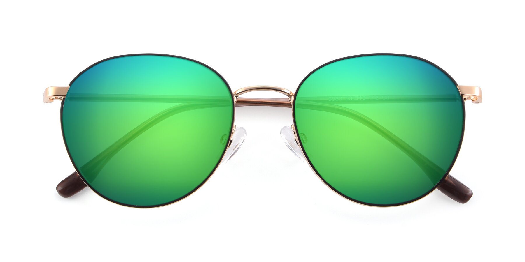 Folded Front of 9553 in Black-Gold with Green Mirrored Lenses