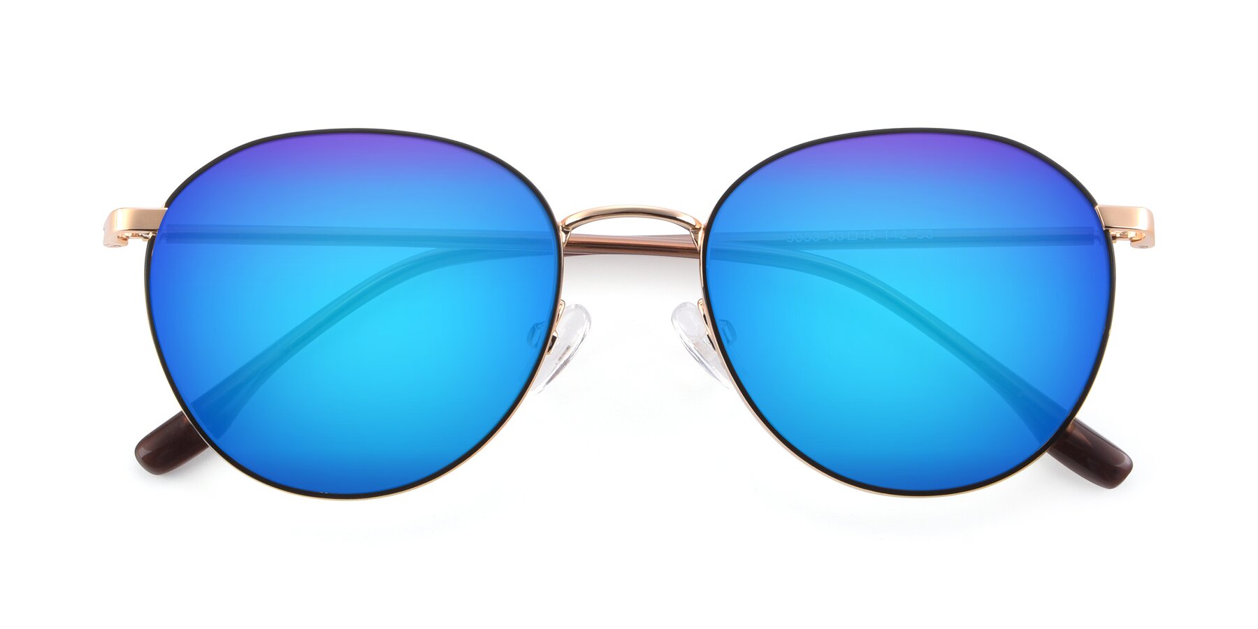 Folded Front of 9553 in Black-Gold with Blue Mirrored Lenses