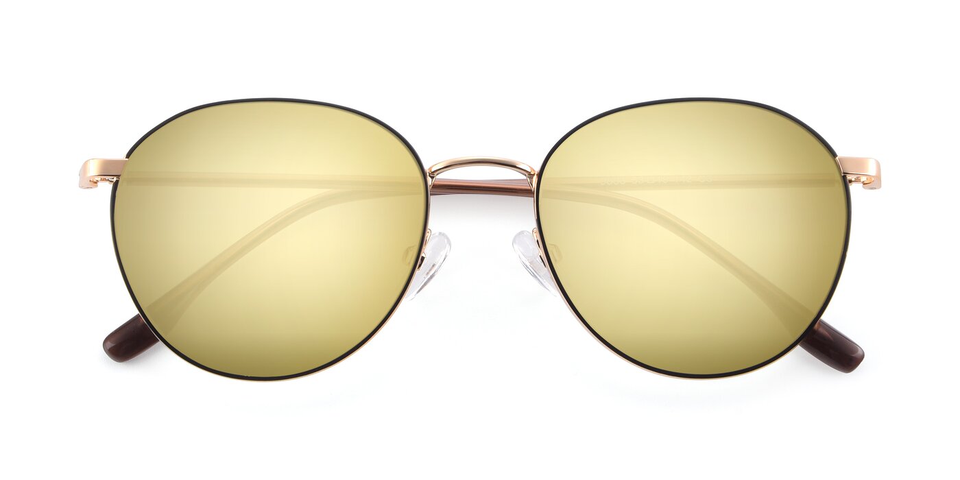 9553 - Black / Gold Flash Mirrored Sunglasses