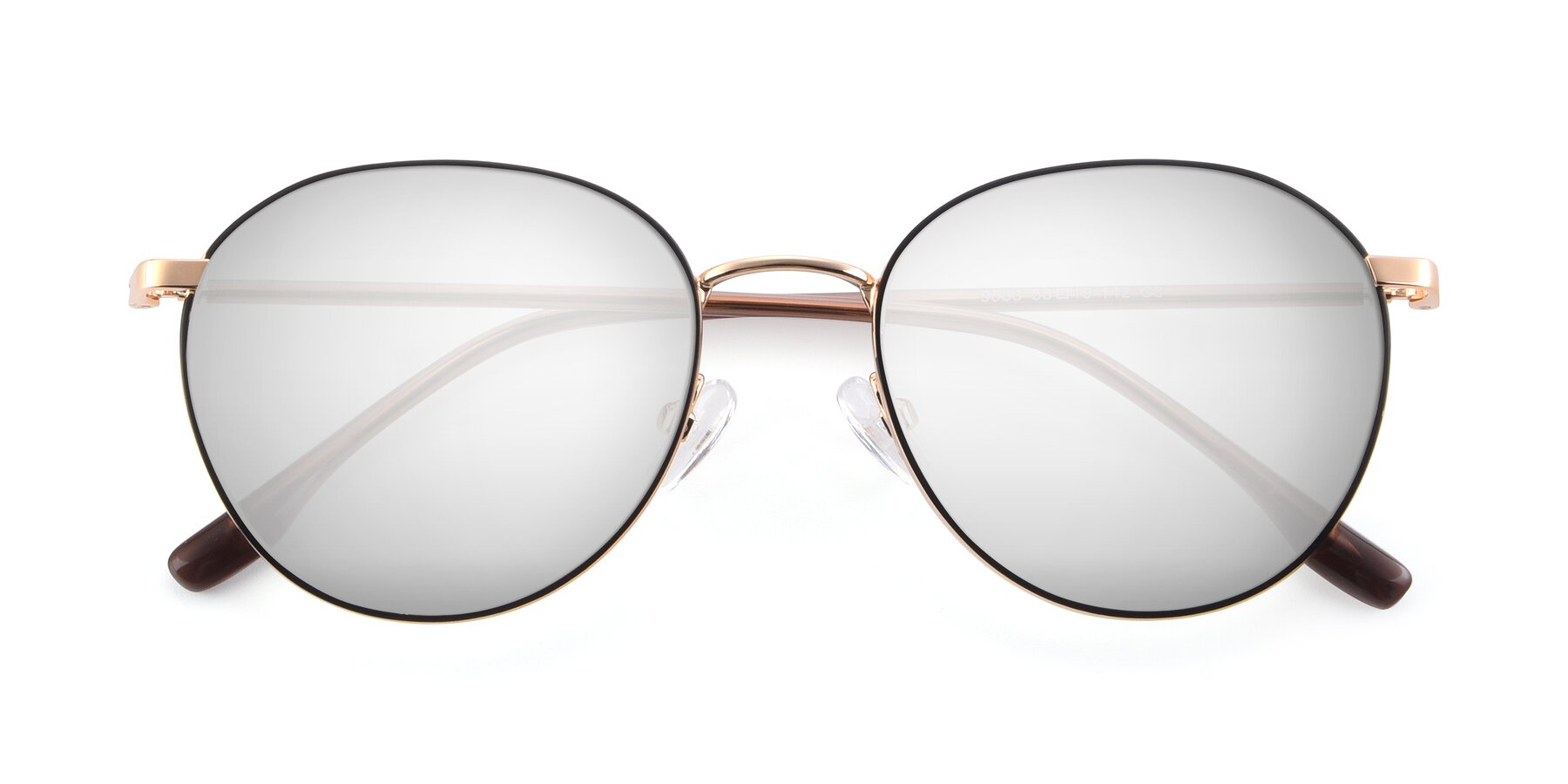 Folded Front of 9553 in Black-Gold with Silver Mirrored Lenses