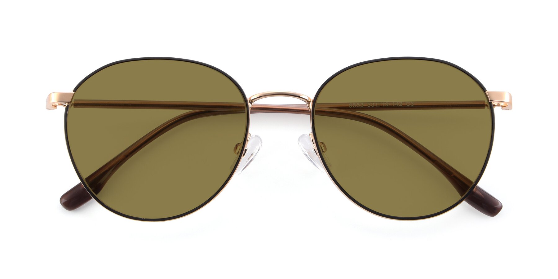 Folded Front of 9553 in Black-Gold with Brown Polarized Lenses