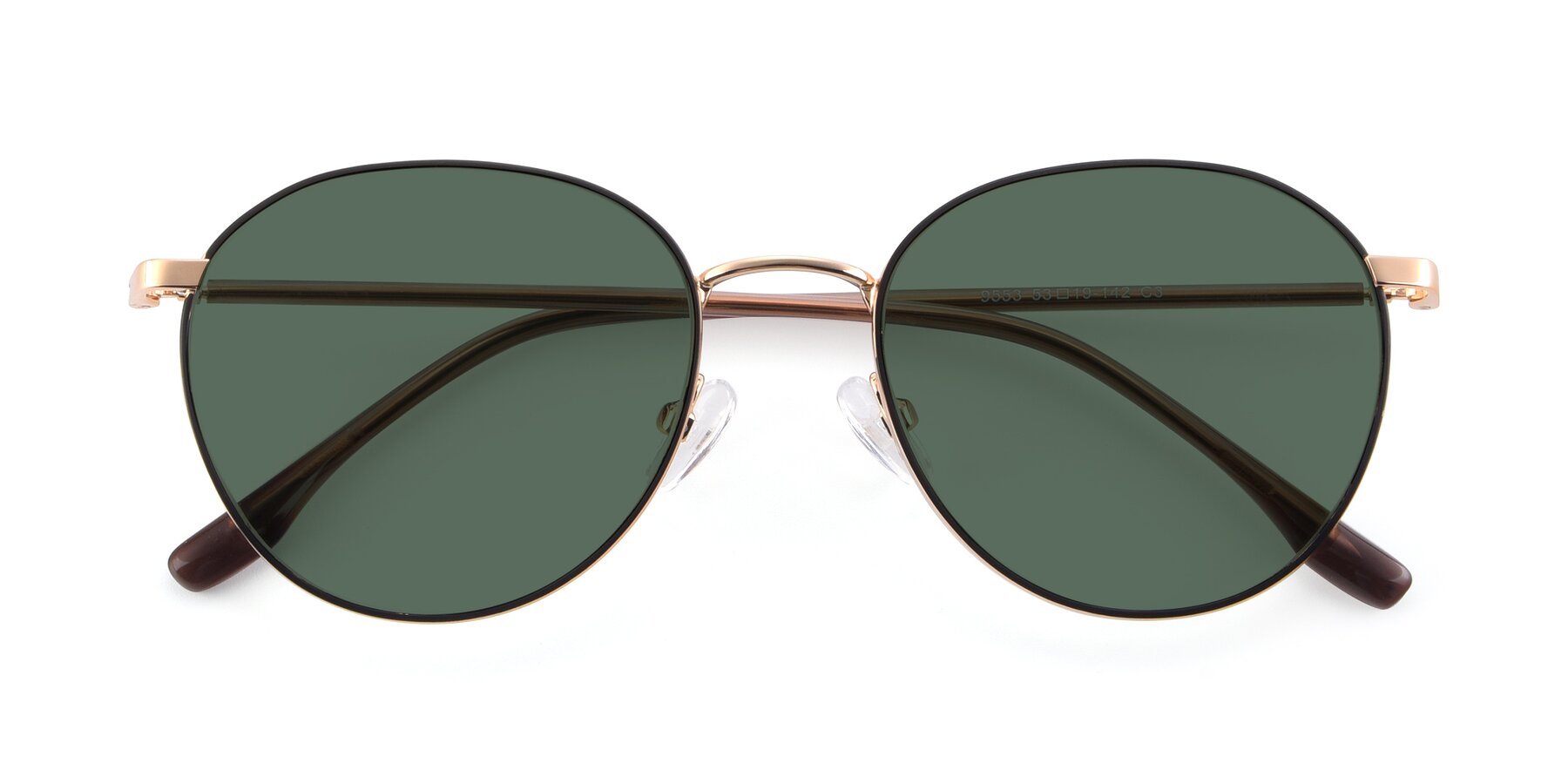 Folded Front of 9553 in Black-Gold with Green Polarized Lenses