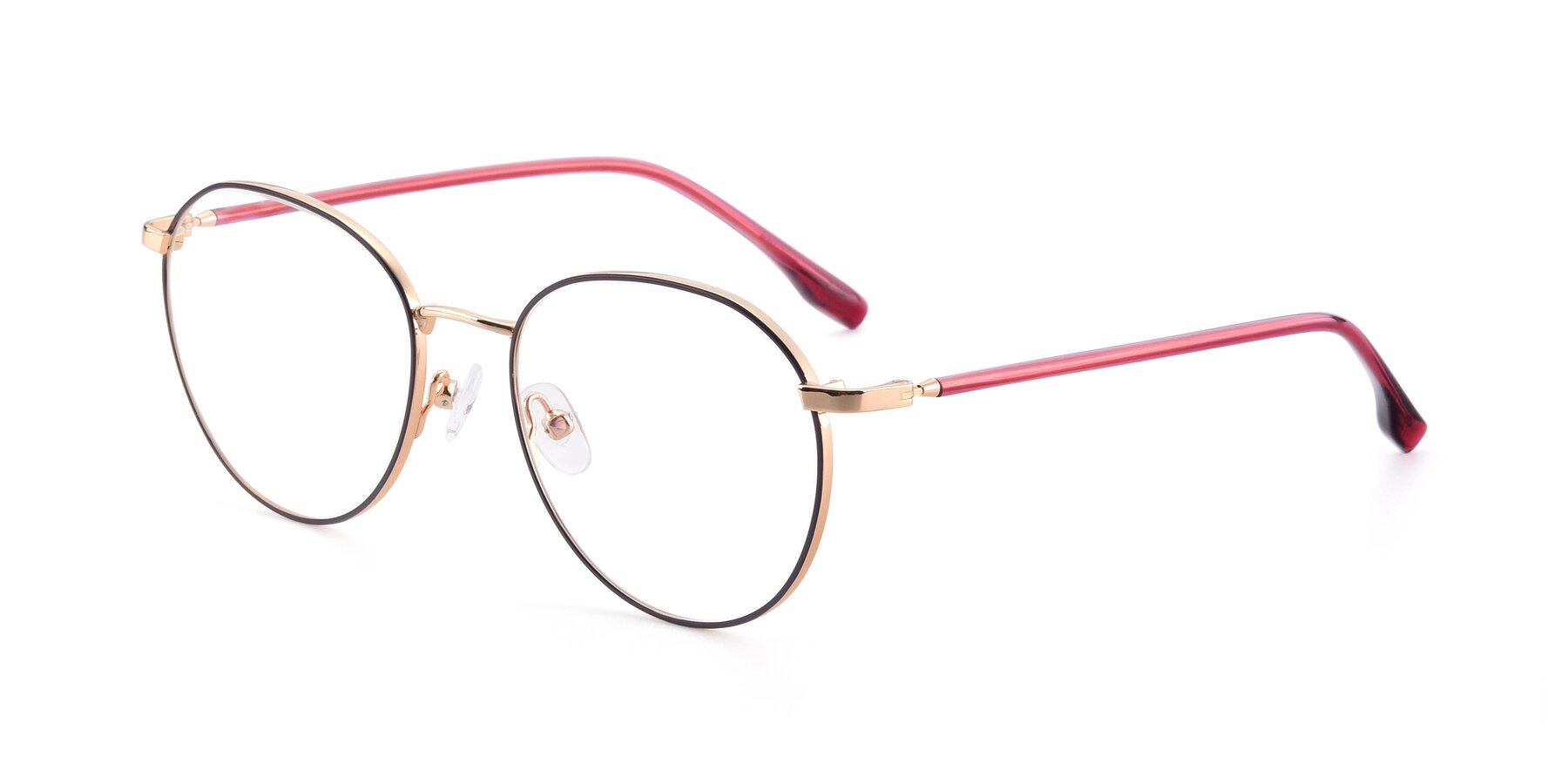 Angle of 9553 in Purple-Gold with Clear Reading Eyeglass Lenses