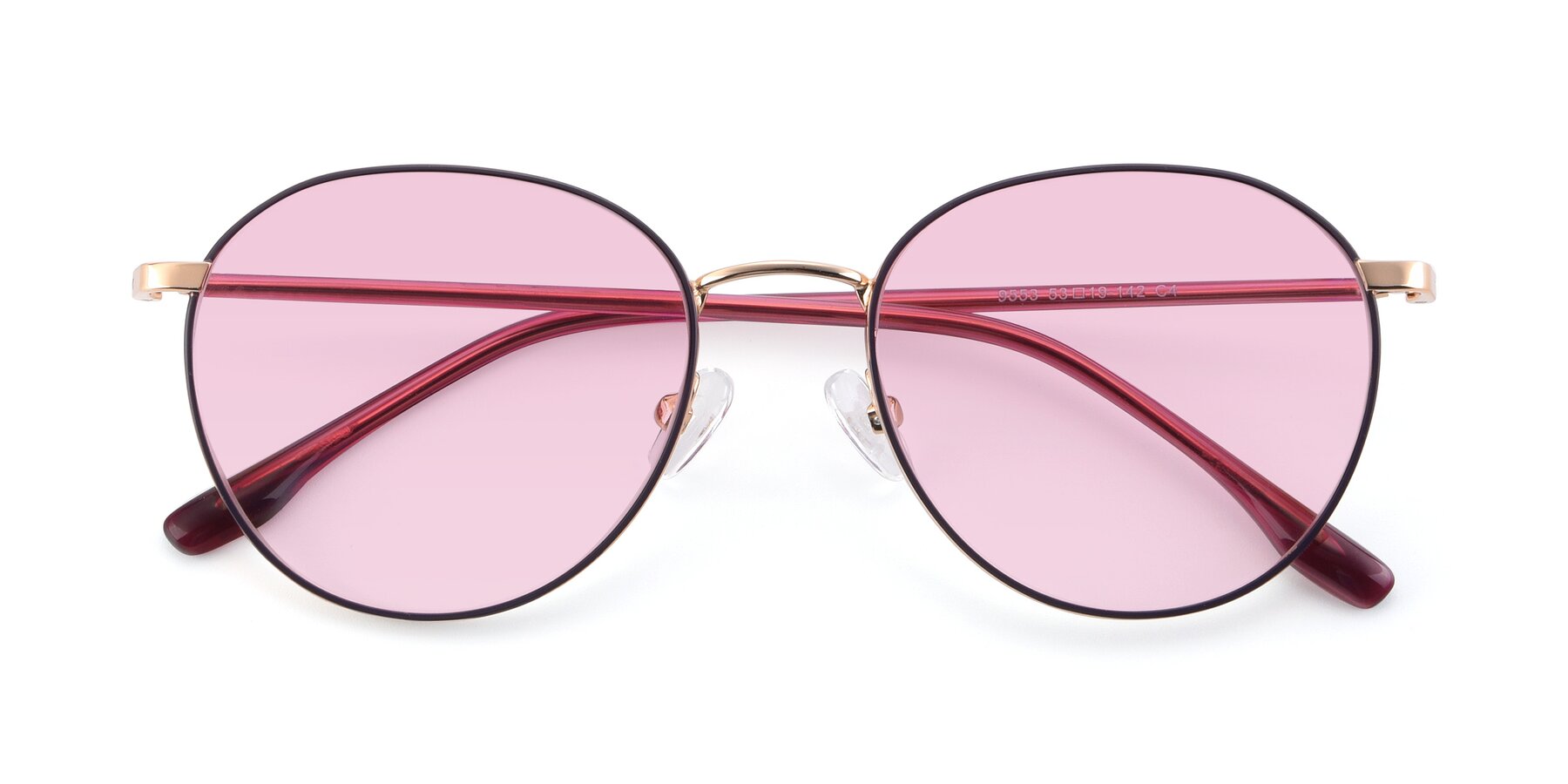 Folded Front of 9553 in Purple-Gold with Light Pink Tinted Lenses