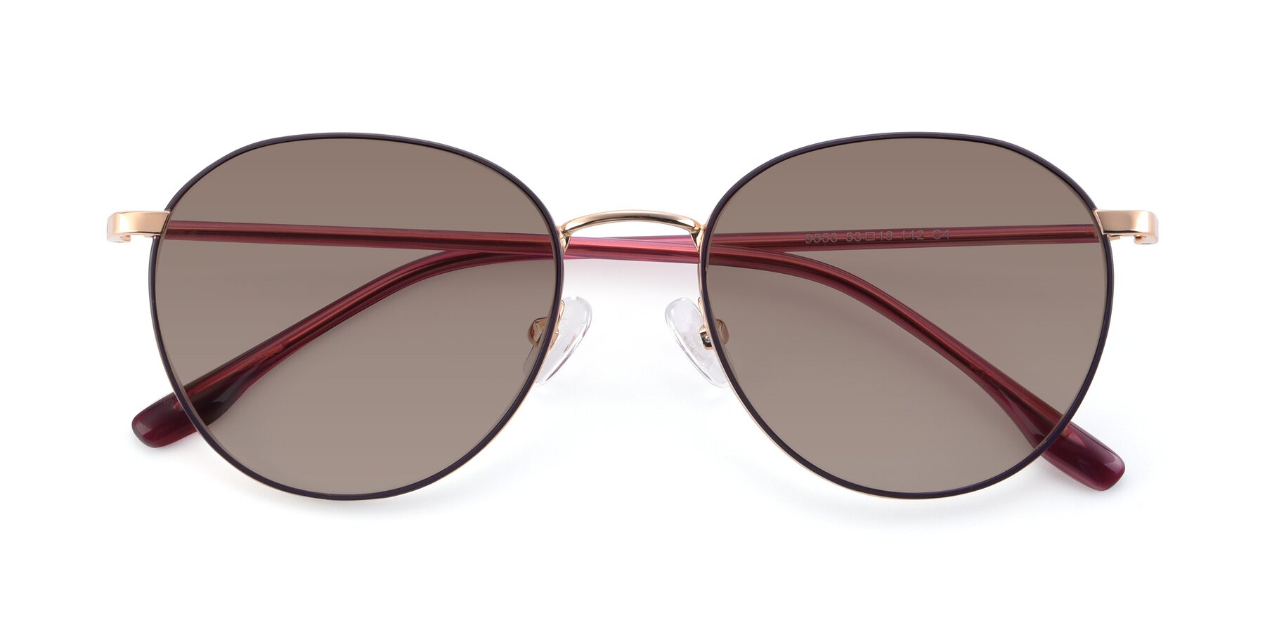 Folded Front of 9553 in Purple-Gold with Medium Brown Tinted Lenses