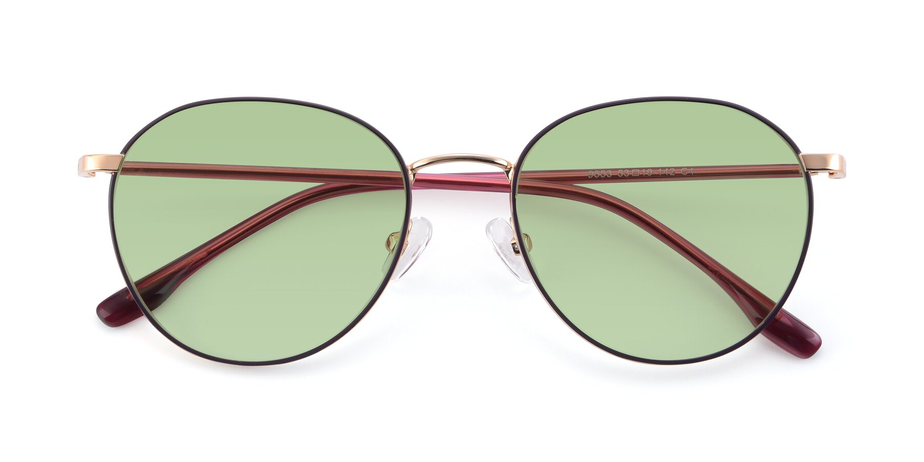 Folded Front of 9553 in Purple-Gold with Medium Green Tinted Lenses
